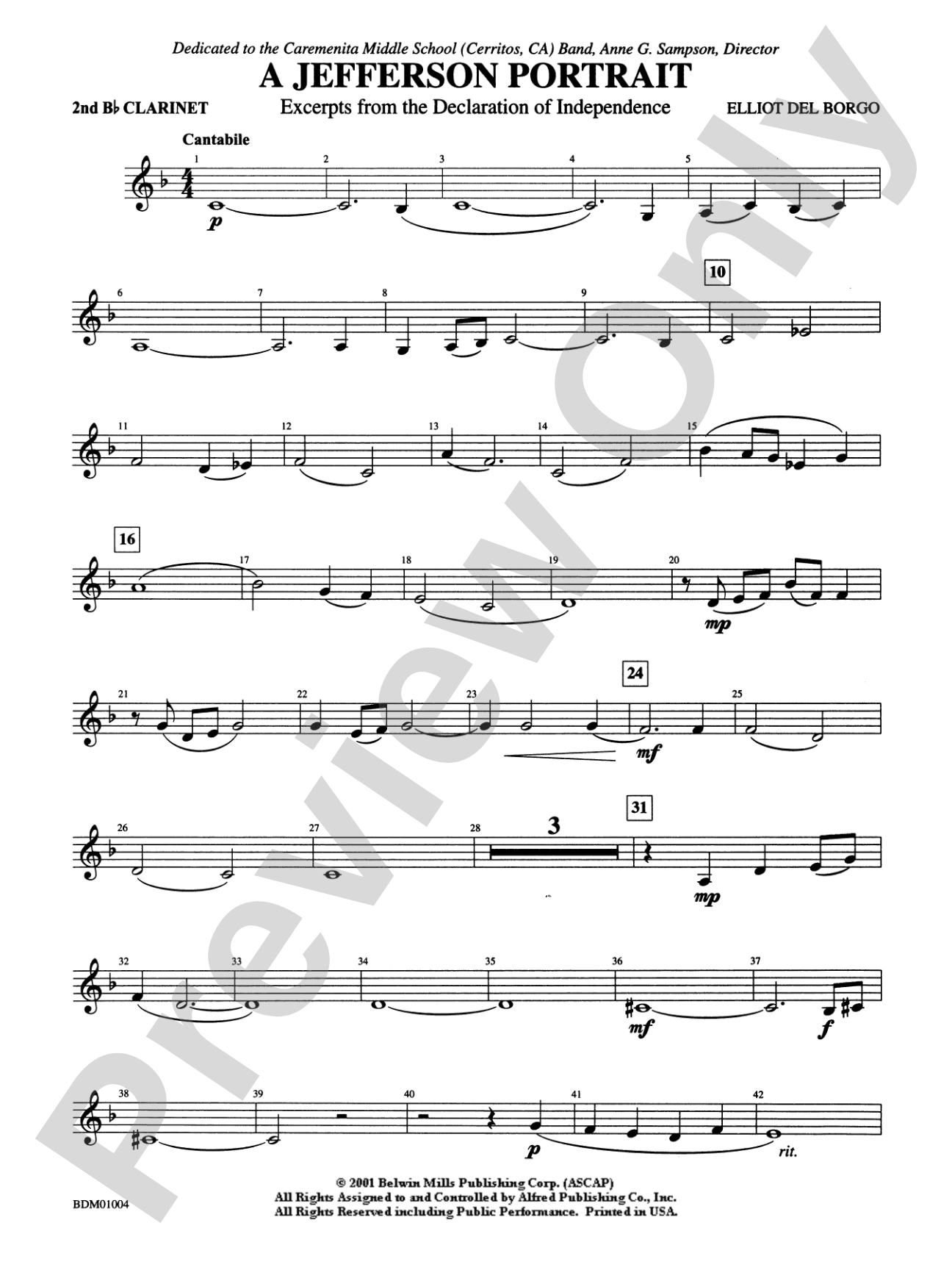 A Jefferson Portrait: 2nd B-flat Clarinet