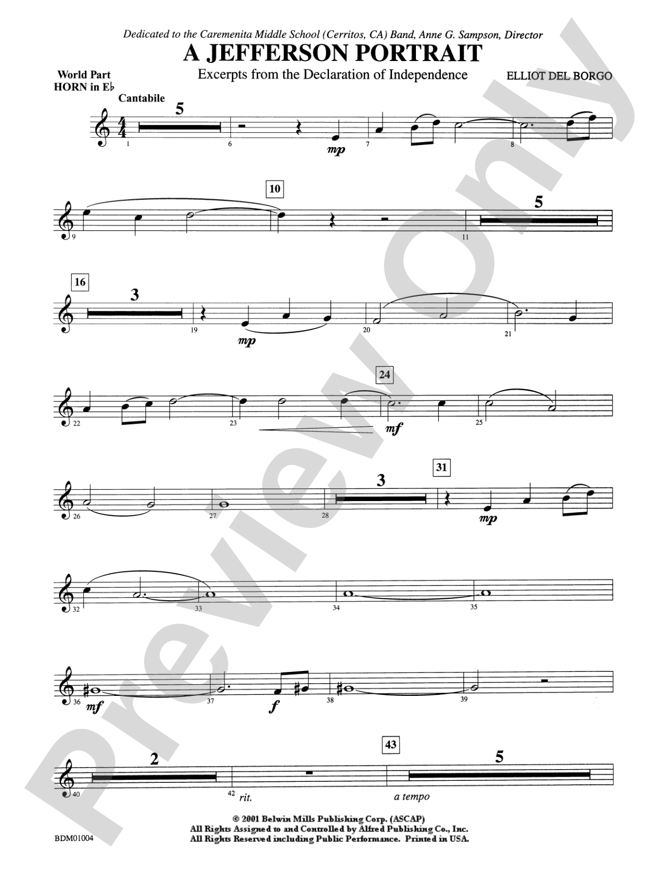 A Jefferson Portrait: WP 1st Horn in E-flat