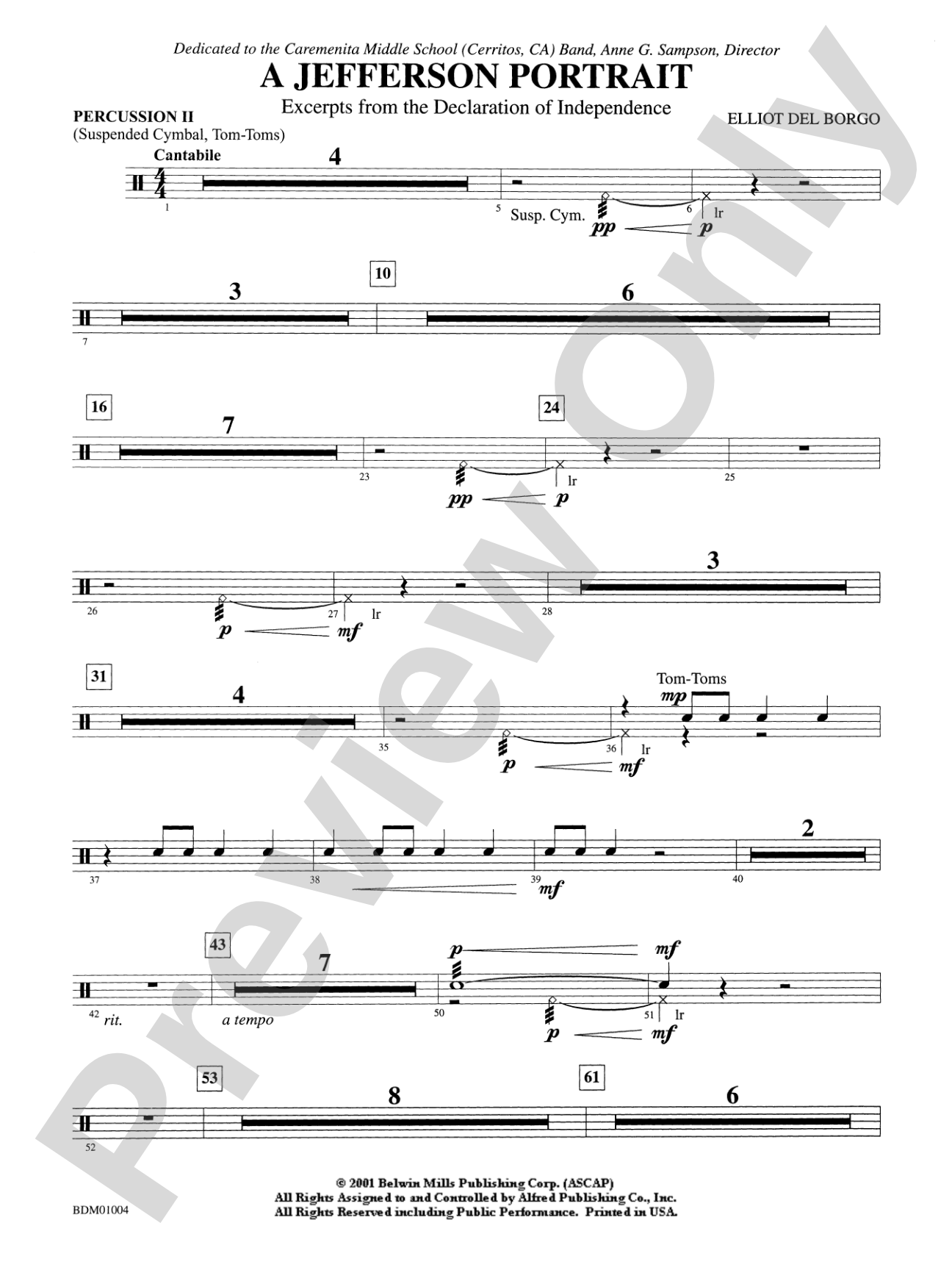 A Jefferson Portrait: 2nd Percussion