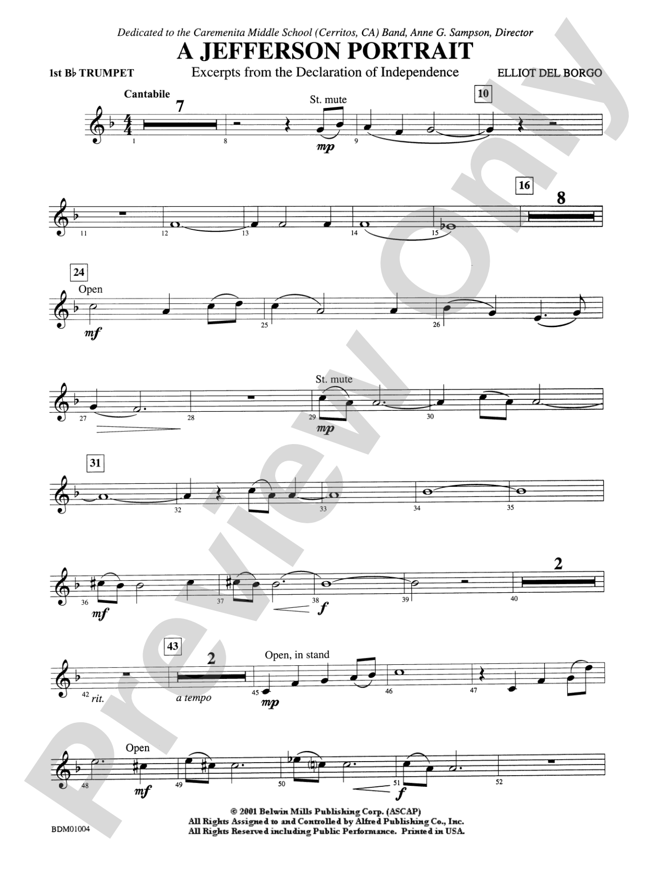 A Jefferson Portrait: 1st B-flat Trumpet