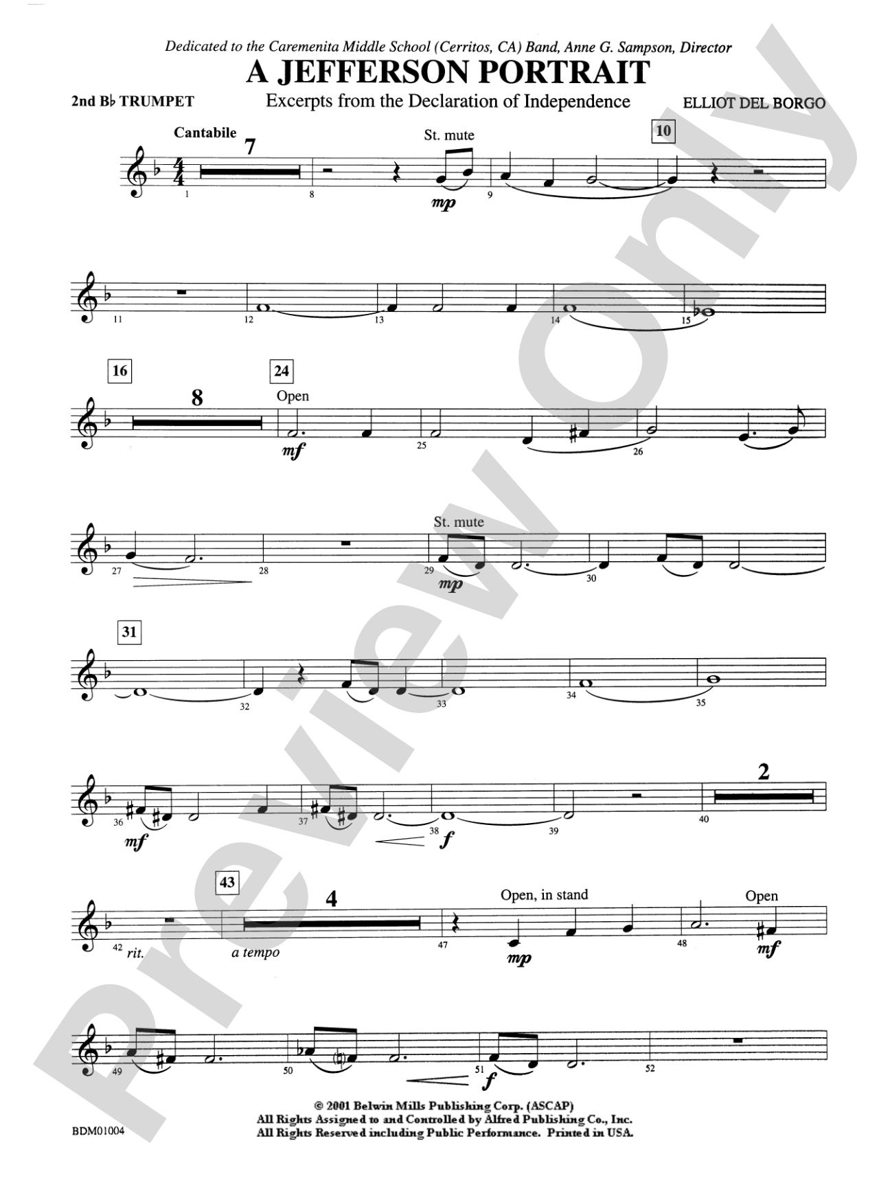 A Jefferson Portrait: 2nd B-flat Trumpet