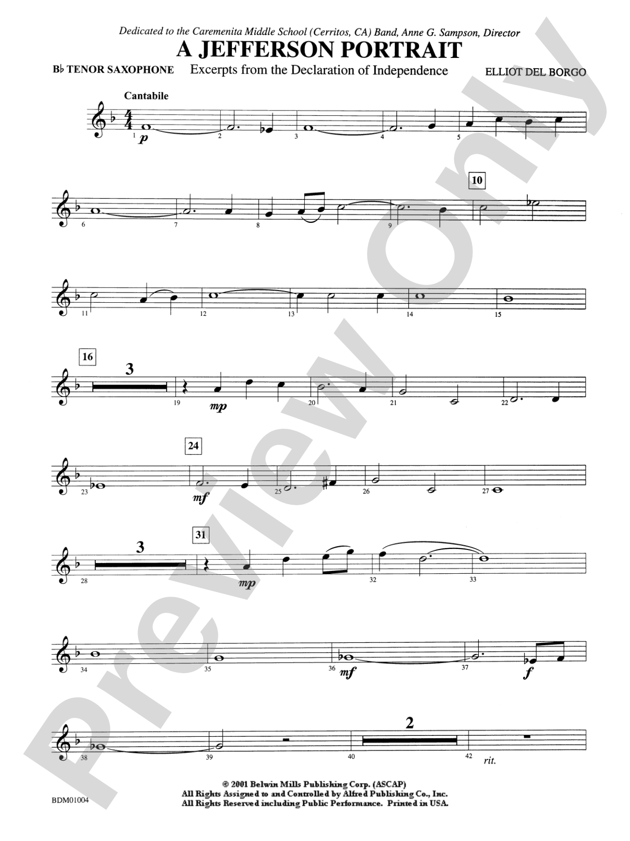 A Jefferson Portrait: B-flat Tenor Saxophone
