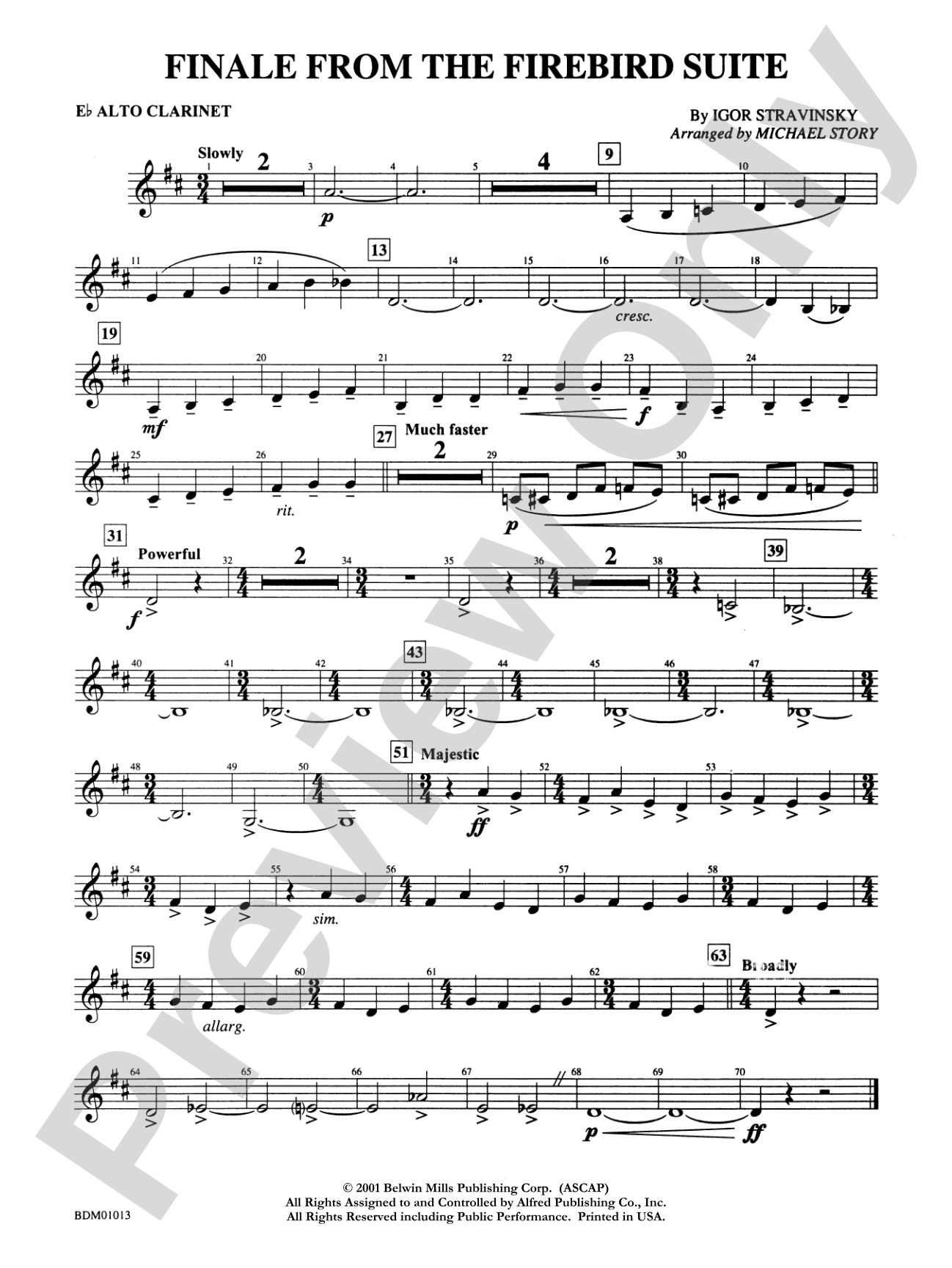 Finale from The Firebird Suite: E-flat Alto Clarinet
