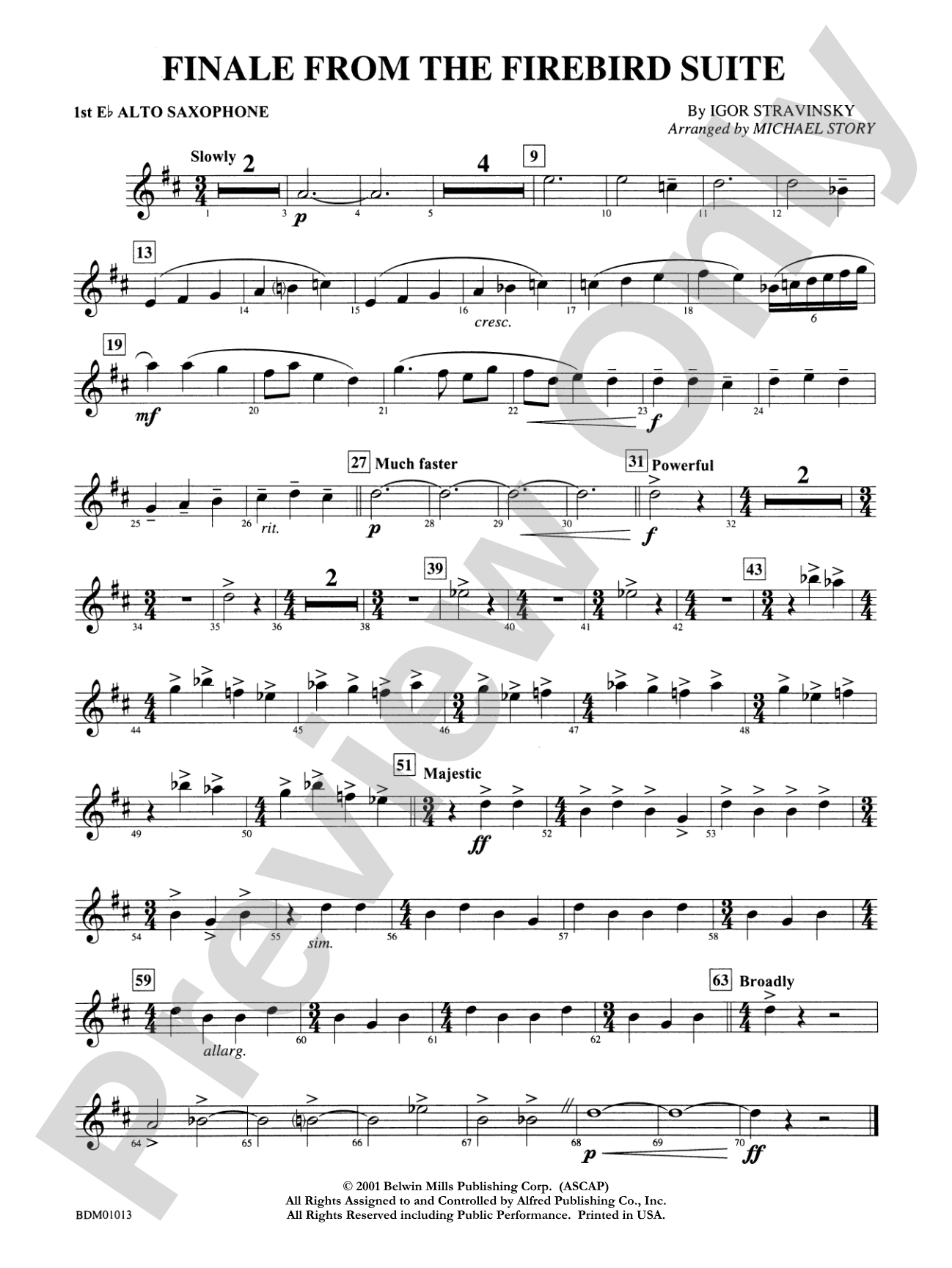 Finale from The Firebird Suite: E-flat Alto Saxophone