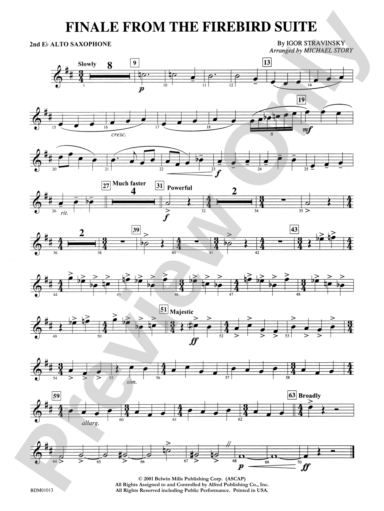 Finale from The Firebird Suite: 2nd E-flat Alto Saxophone