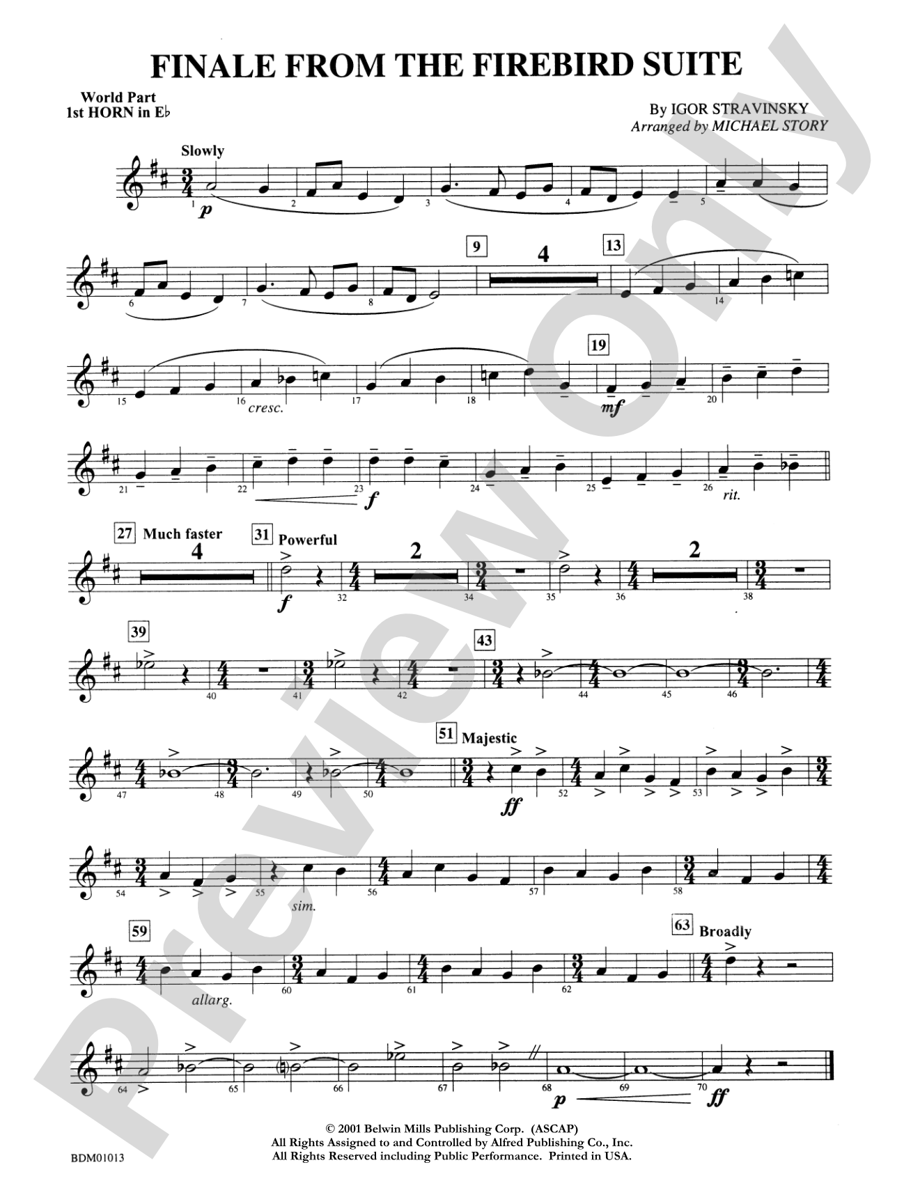 Finale from The Firebird Suite: WP 1st Horn in E-flat