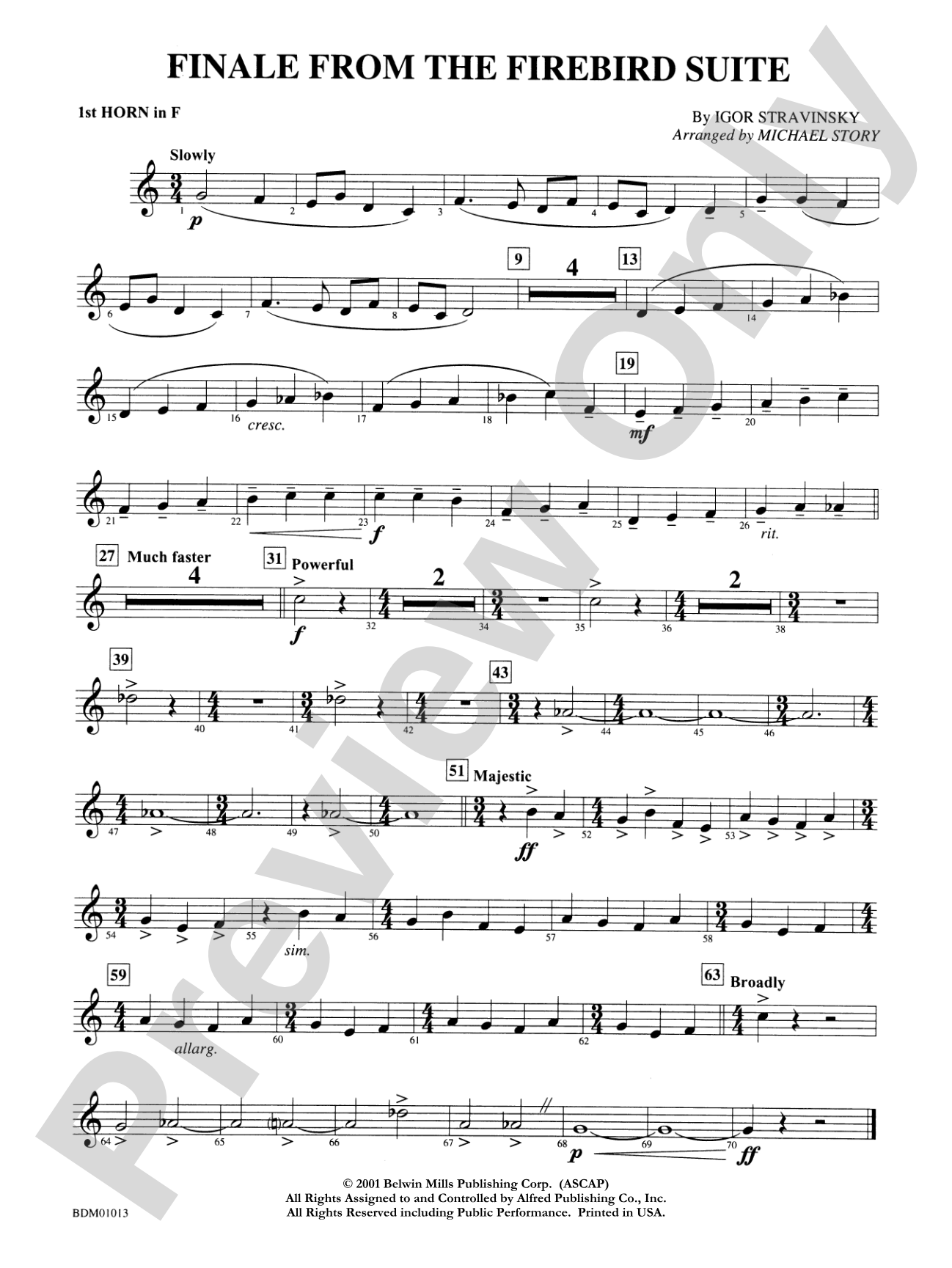 Finale from The Firebird Suite: 1st F Horn