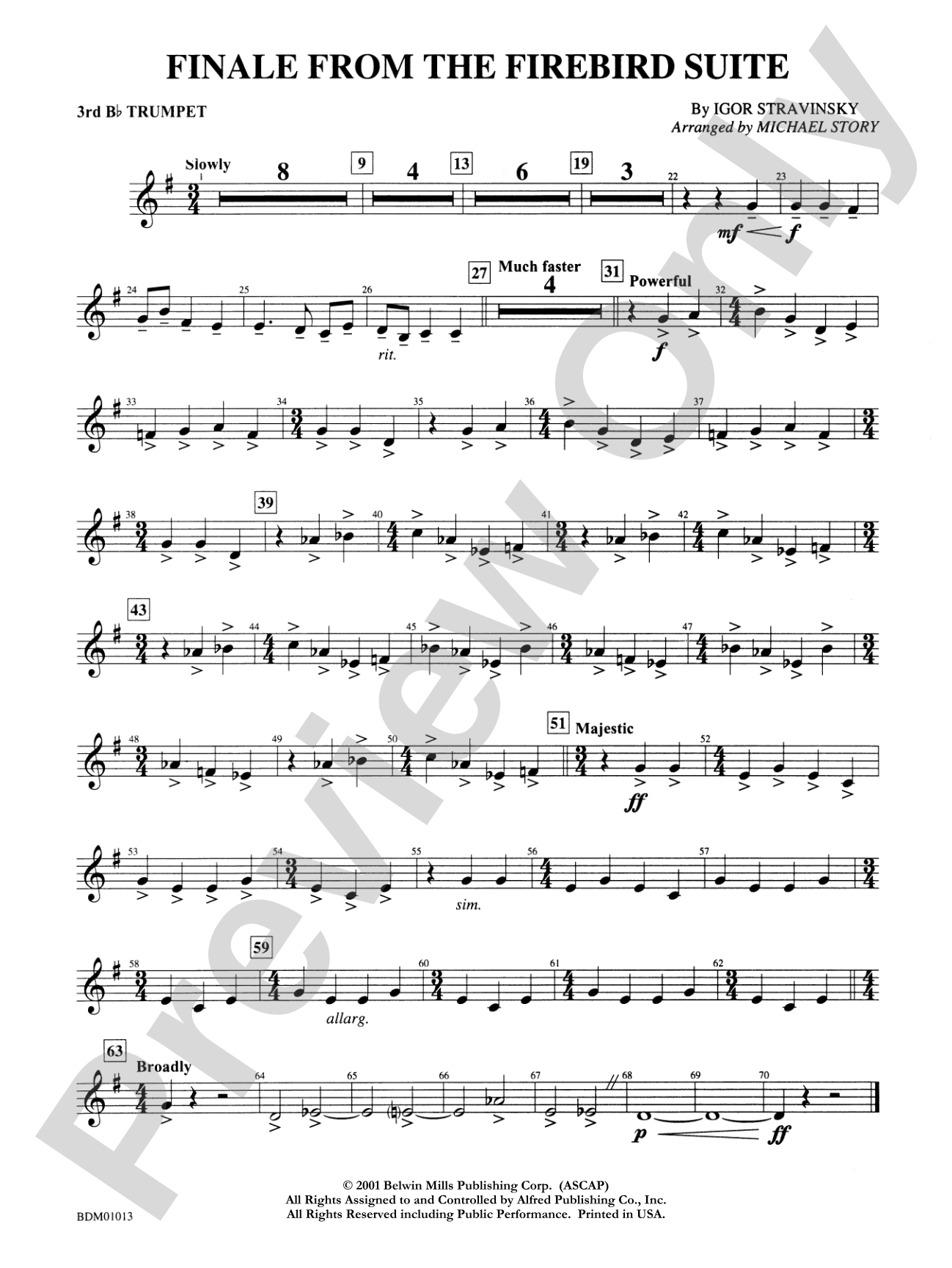 Finale from The Firebird Suite: 3rd B-flat Trumpet