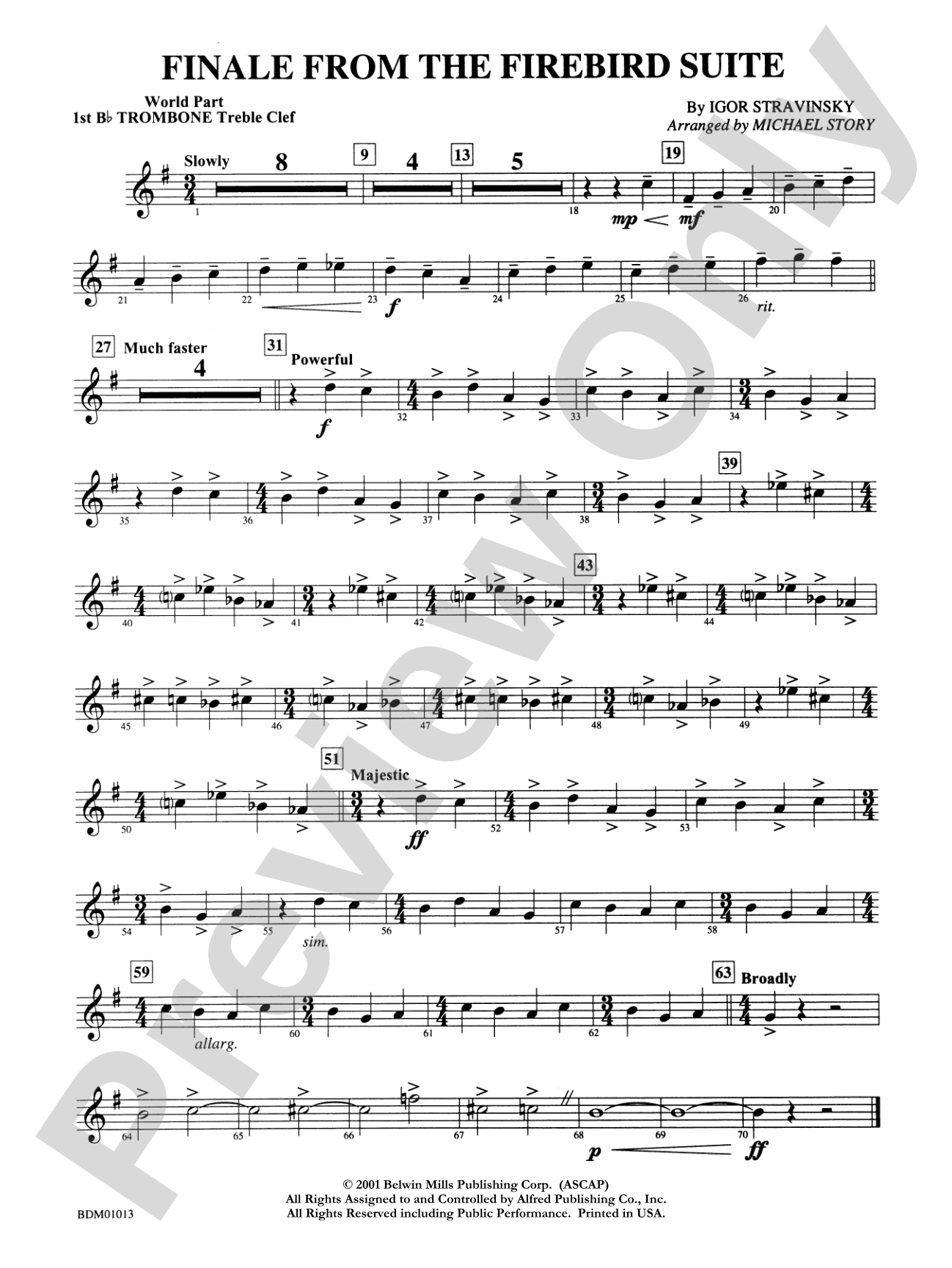 Finale from The Firebird Suite: WP 1st B-flat Trombone T.C.