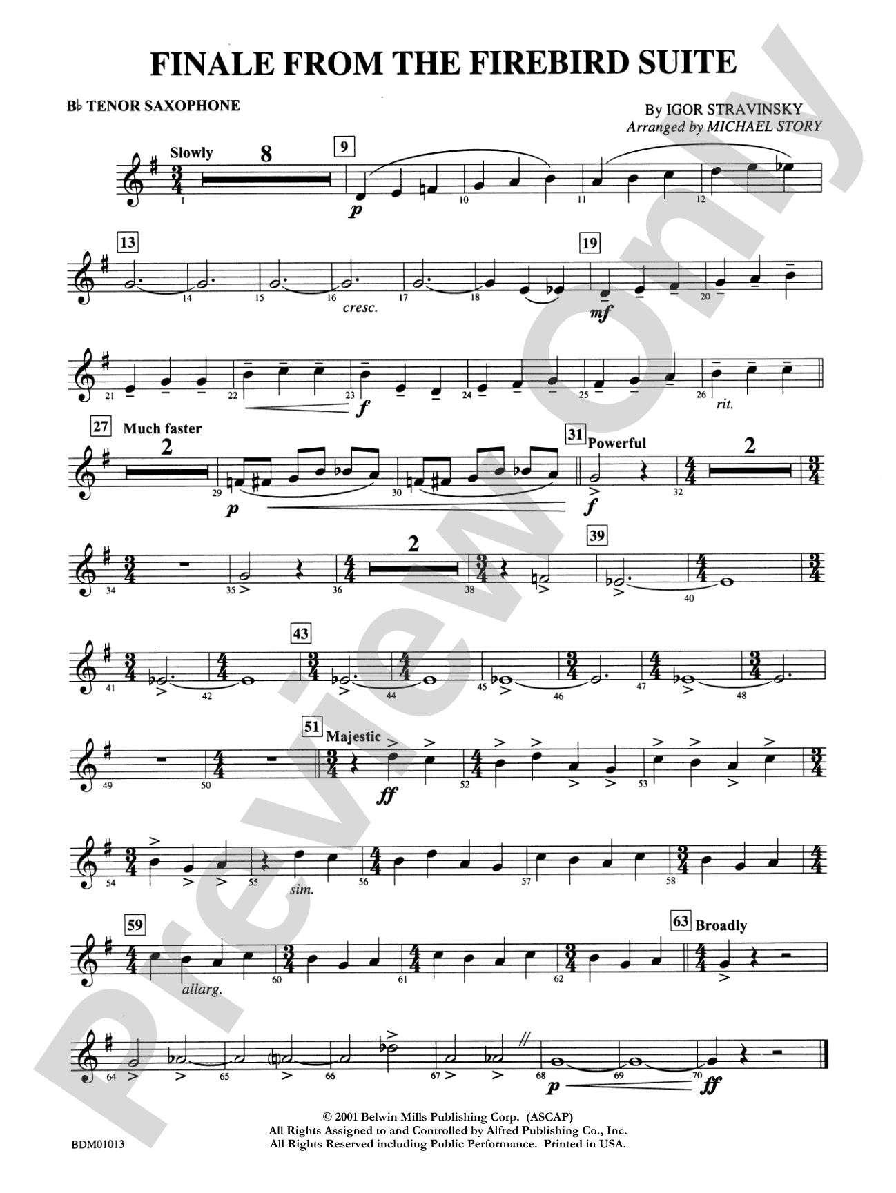 Finale from The Firebird Suite: B-flat Tenor Saxophone