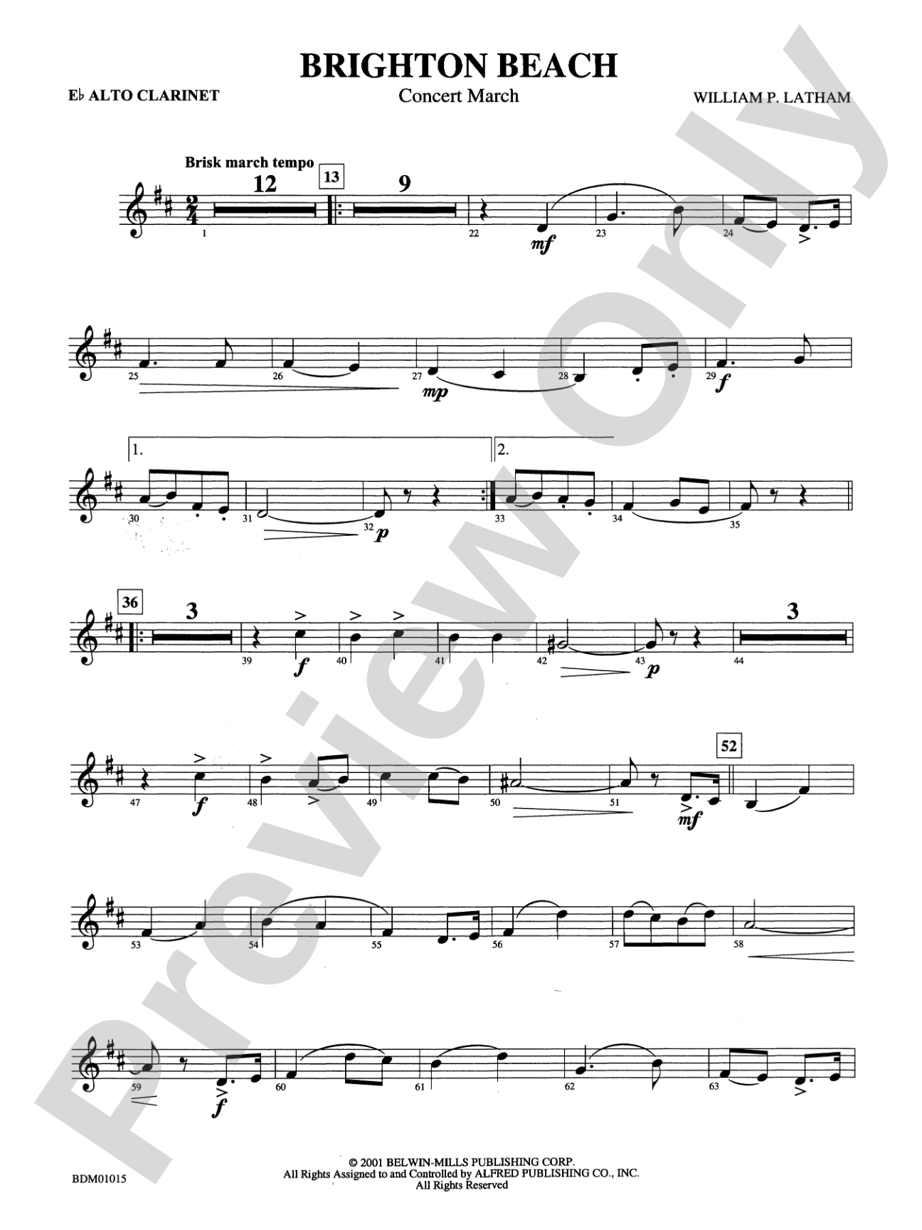 Brighton Beach (Concert March): E-flat Alto Clarinet