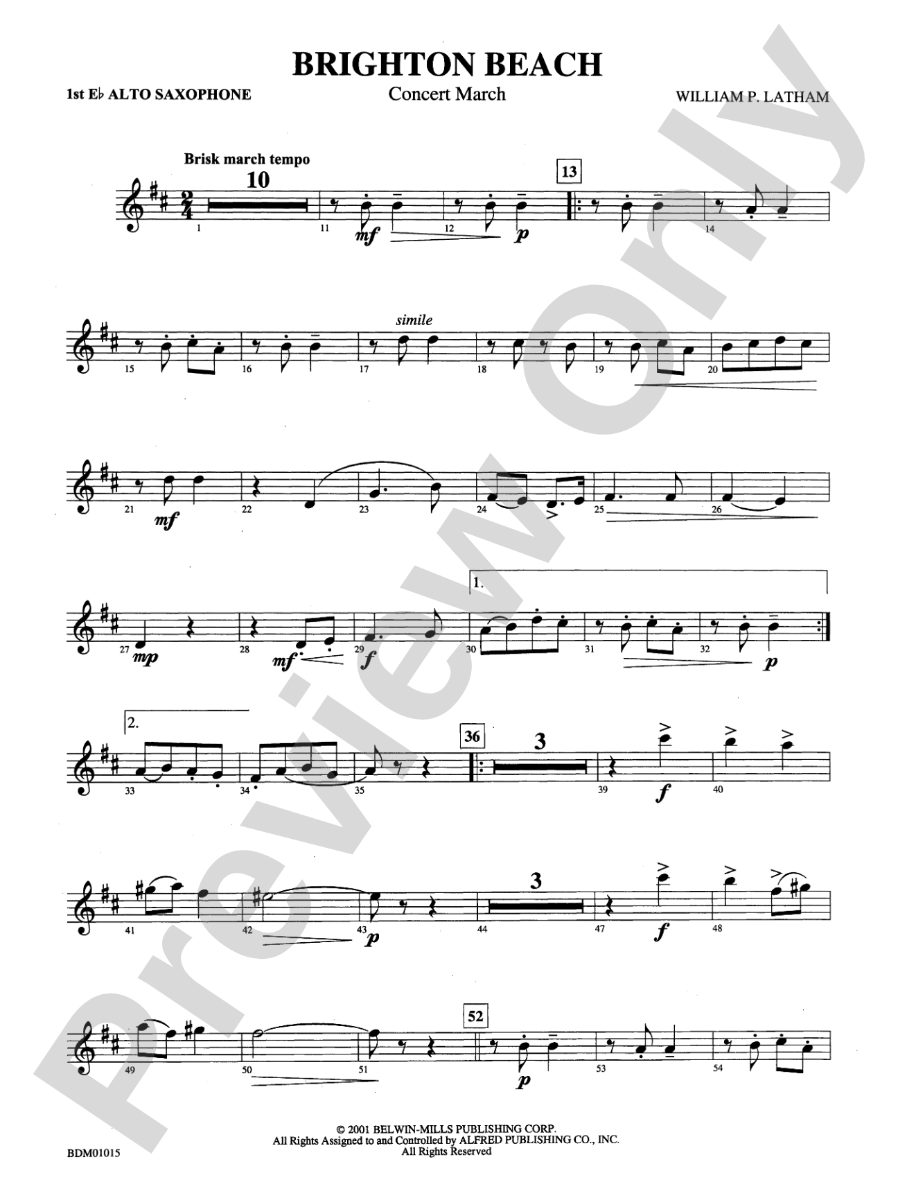 Brighton Beach (Concert March): E-flat Alto Saxophone