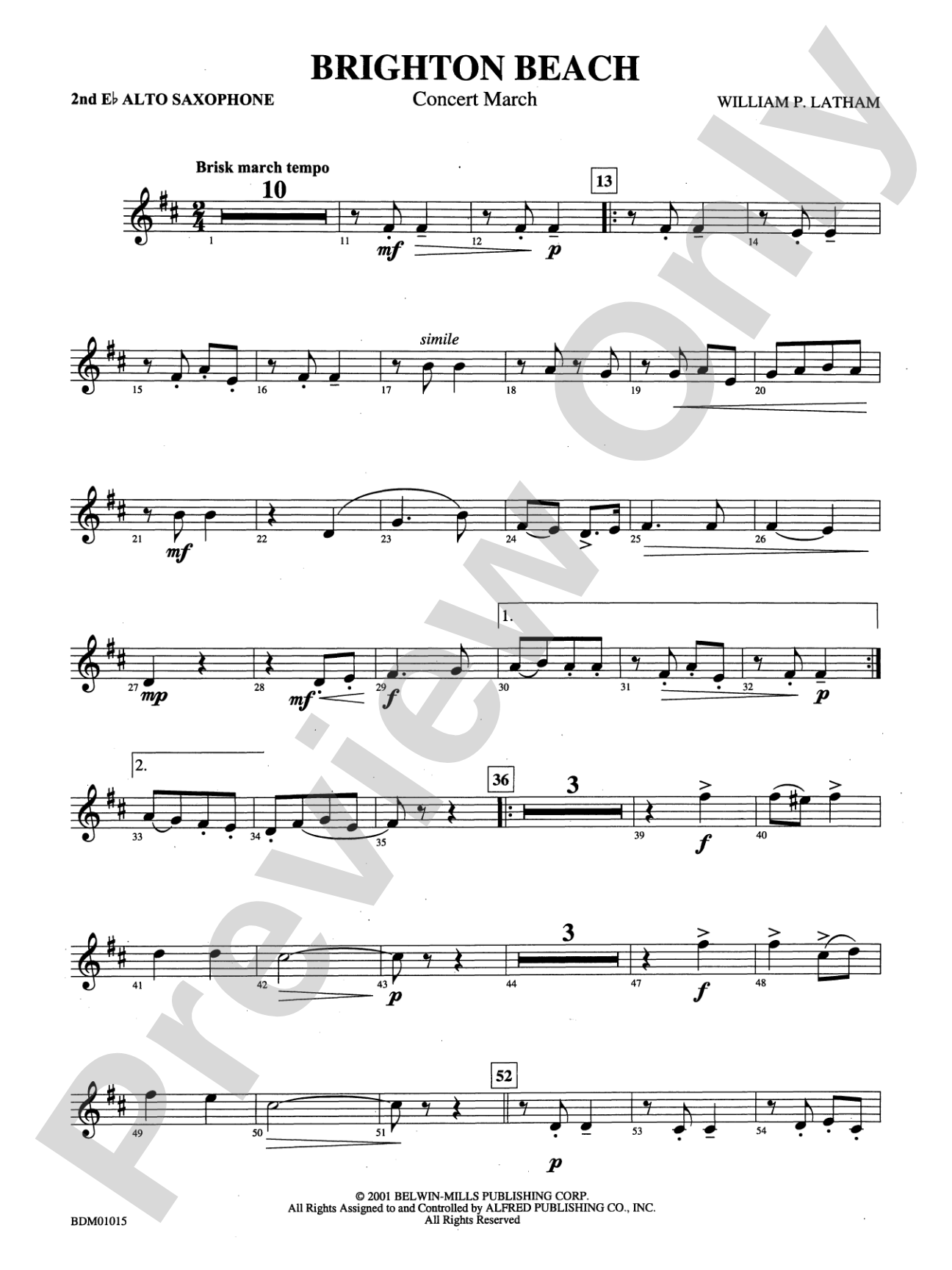 Brighton Beach (Concert March): 2nd E-flat Alto Saxophone