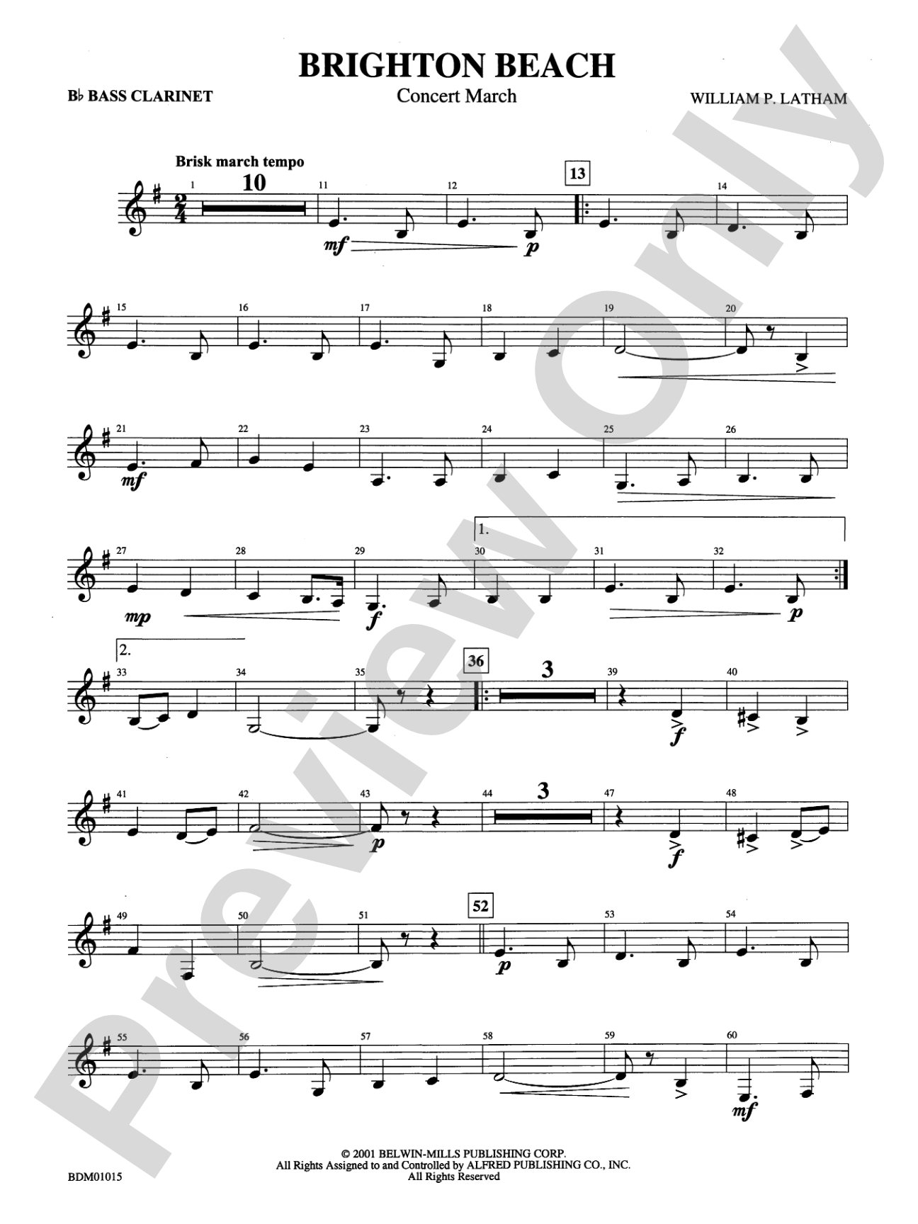 Brighton Beach (Concert March): B-flat Bass Clarinet