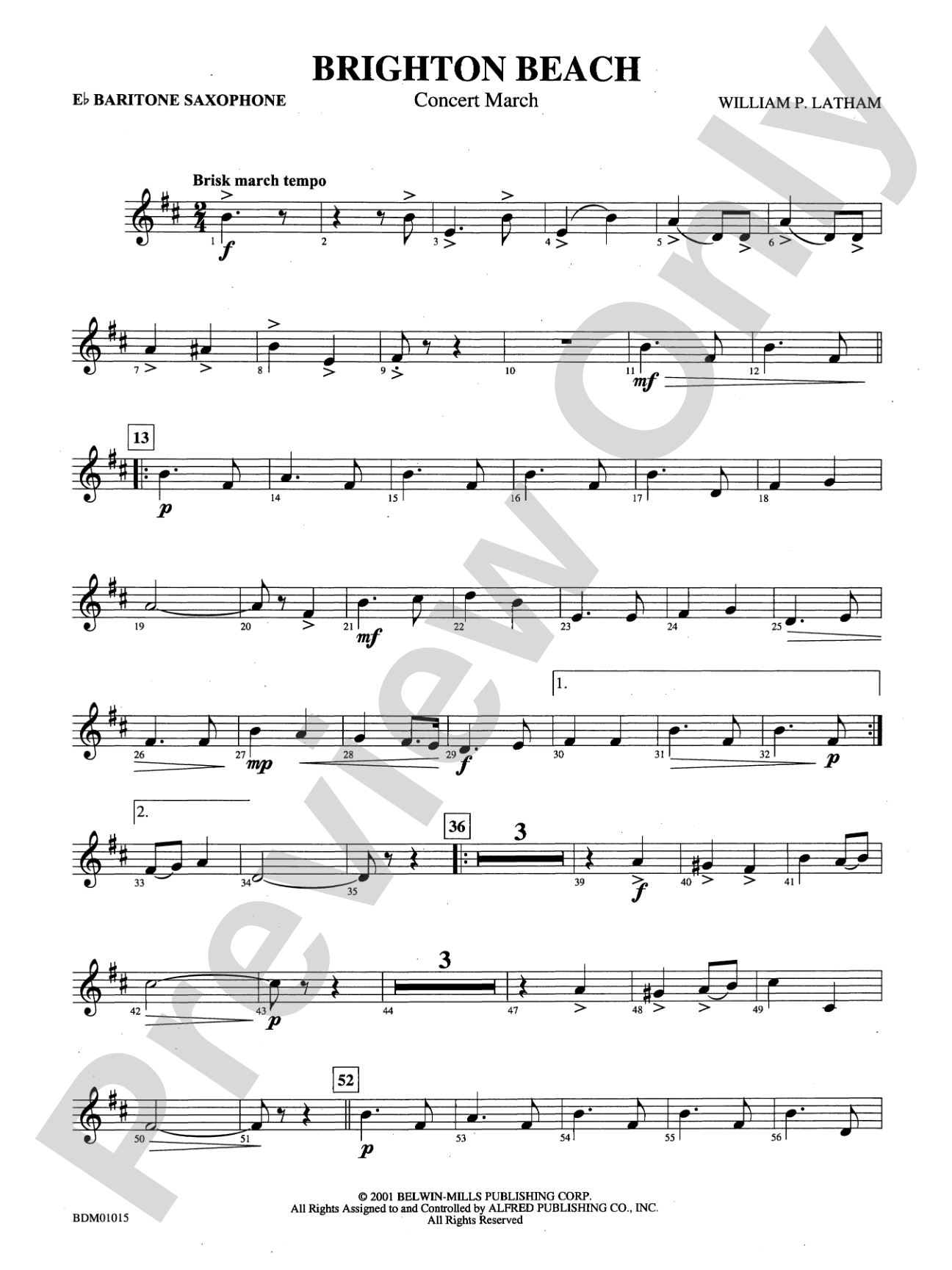 Brighton Beach (Concert March): E-flat Baritone Saxophone