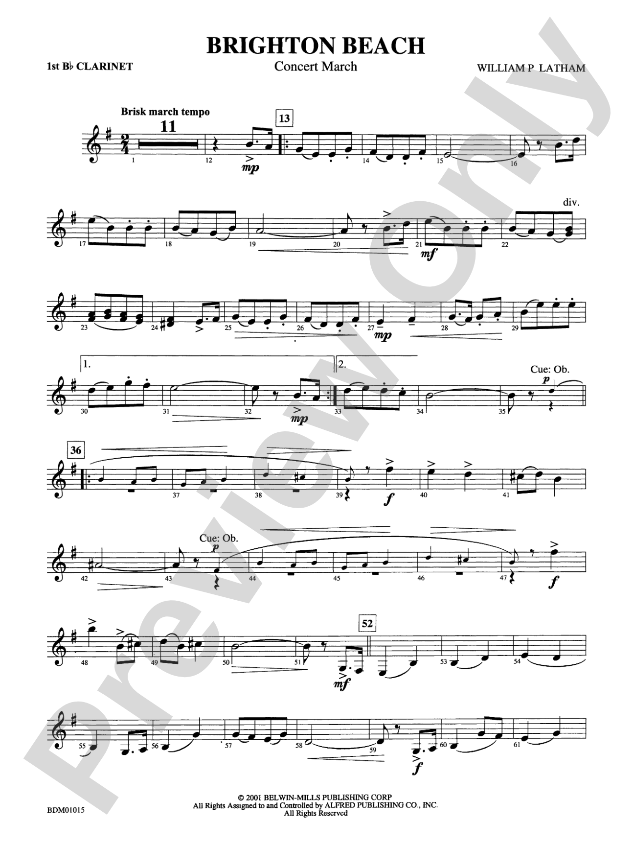 Brighton Beach (Concert March): 1st B-flat Clarinet