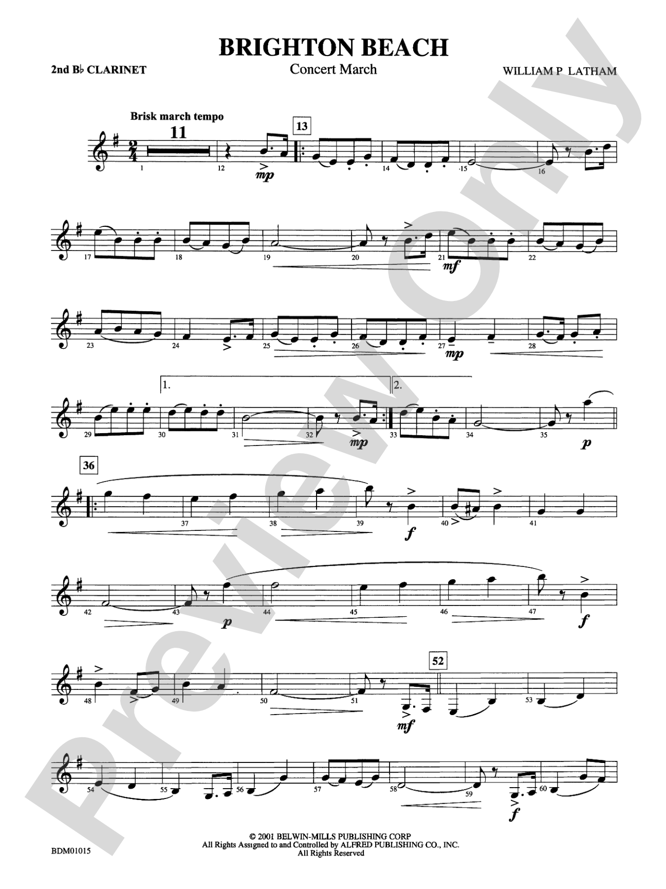 Brighton Beach (Concert March): 2nd B-flat Clarinet