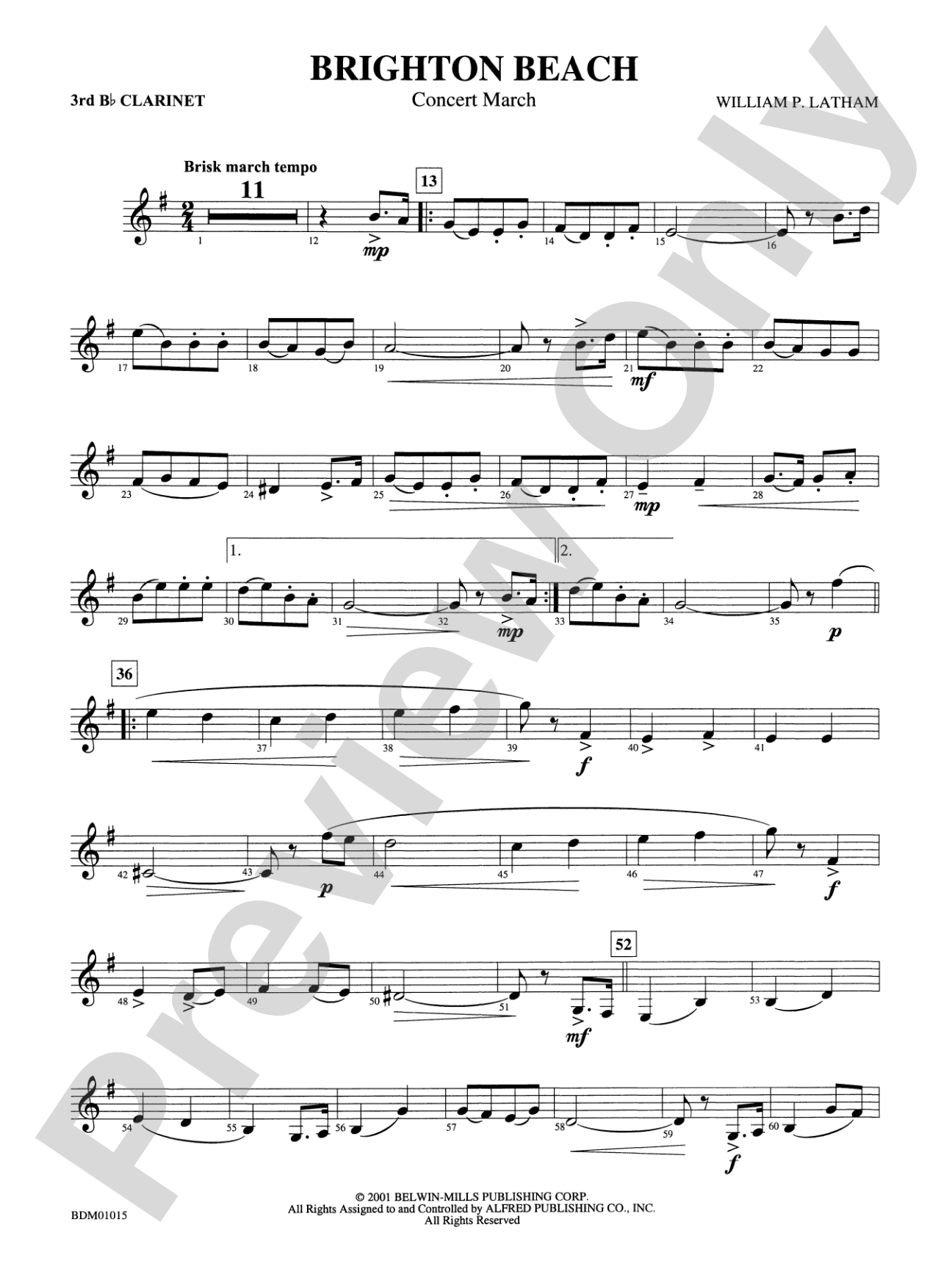 Brighton Beach (Concert March): 3rd B-flat Clarinet