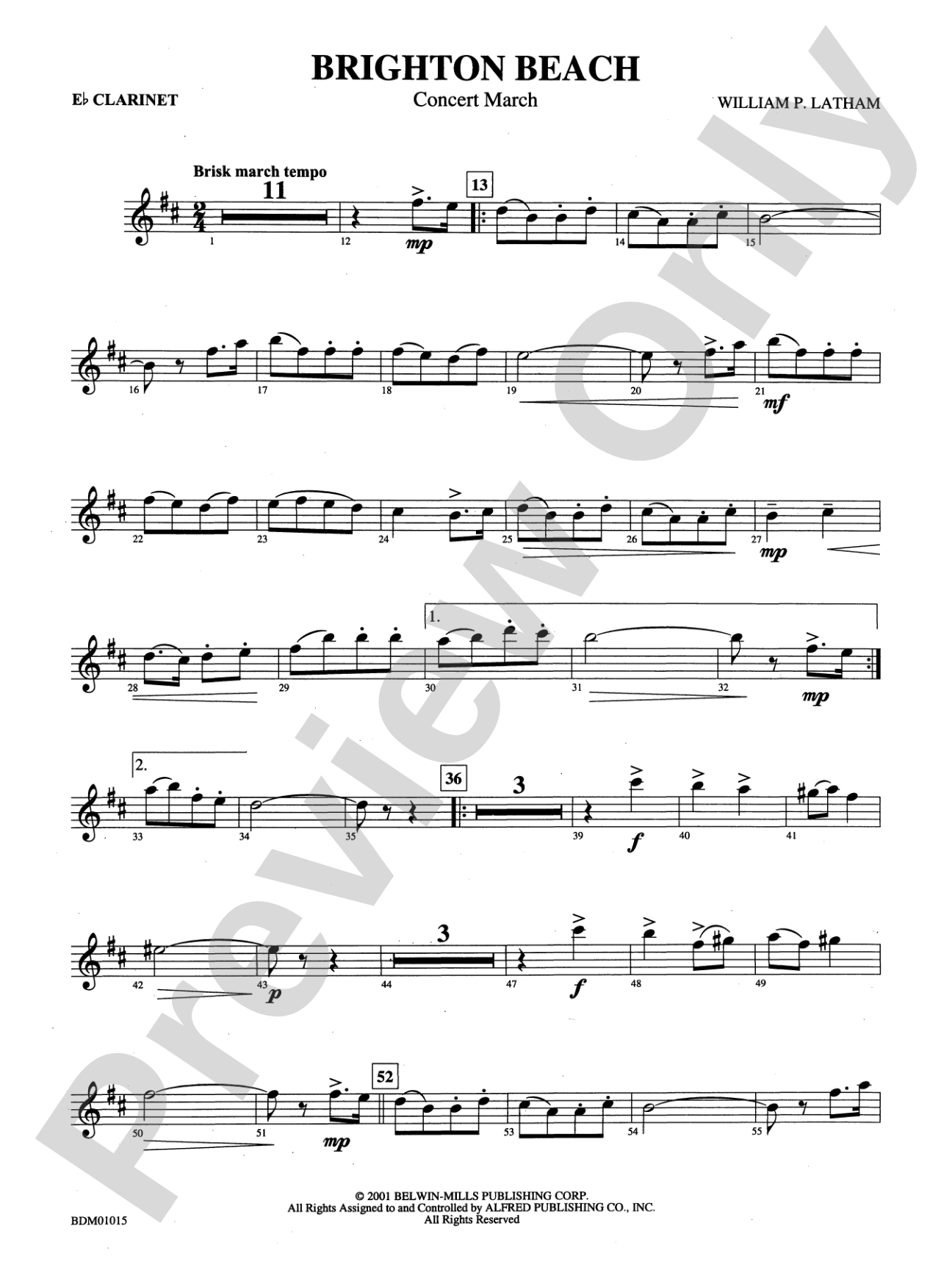 Brighton Beach (Concert March): E-flat Soprano Clarinet