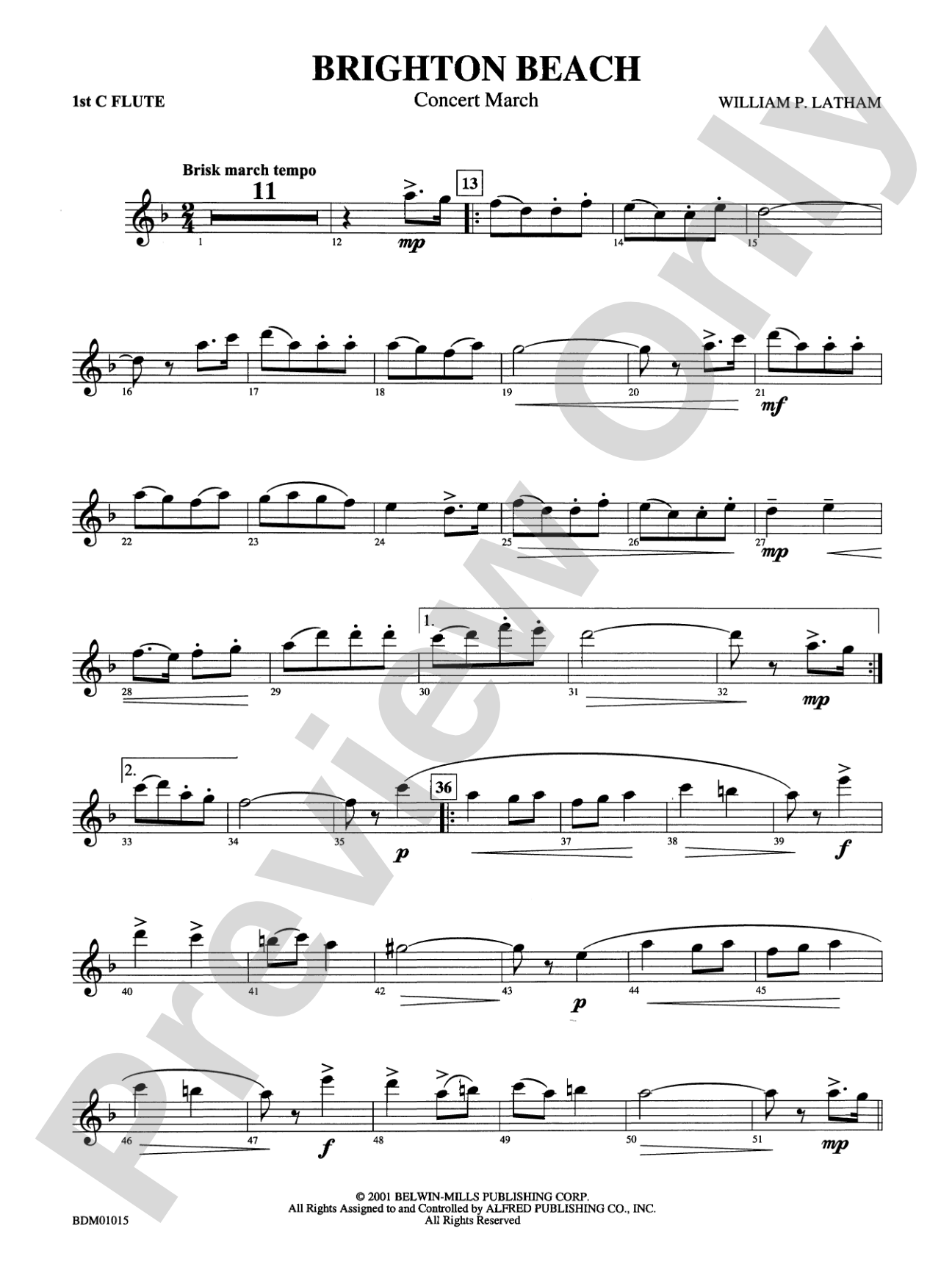 Brighton Beach (Concert March): Flute
