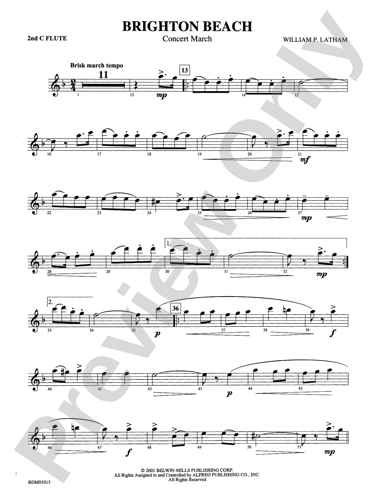 Brighton Beach (Concert March): 2nd Flute