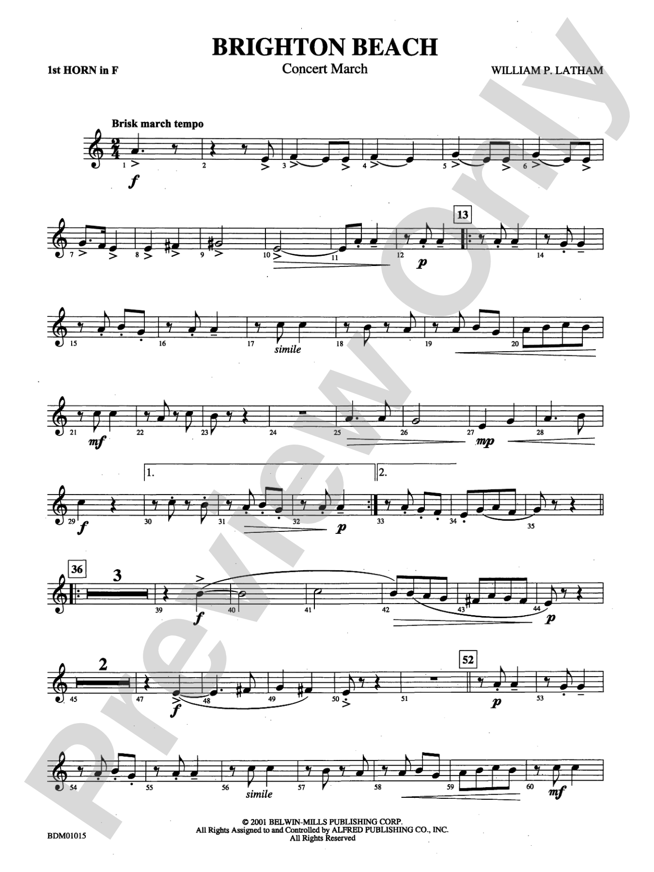 Brighton Beach (Concert March): 1st F Horn