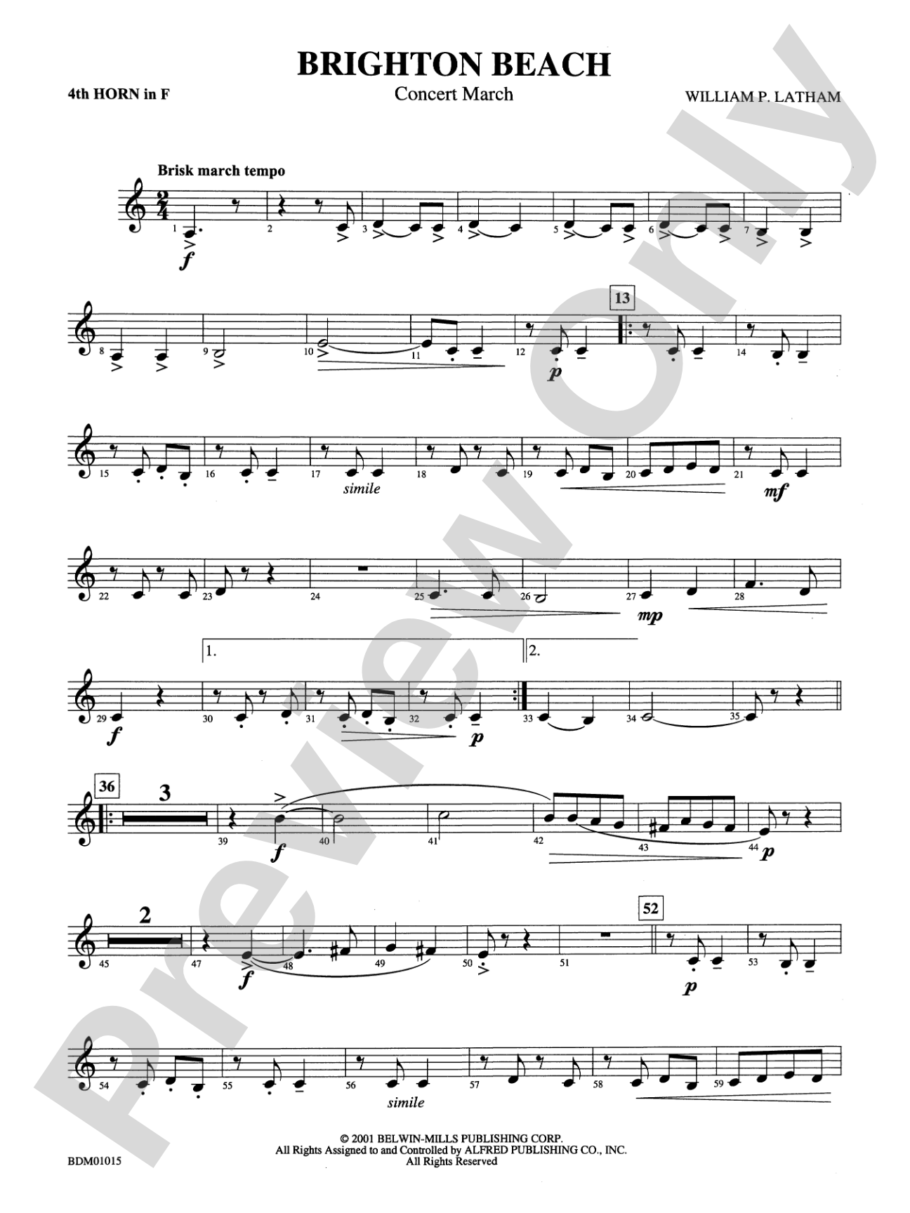 Brighton Beach (Concert March): 4th F Horn