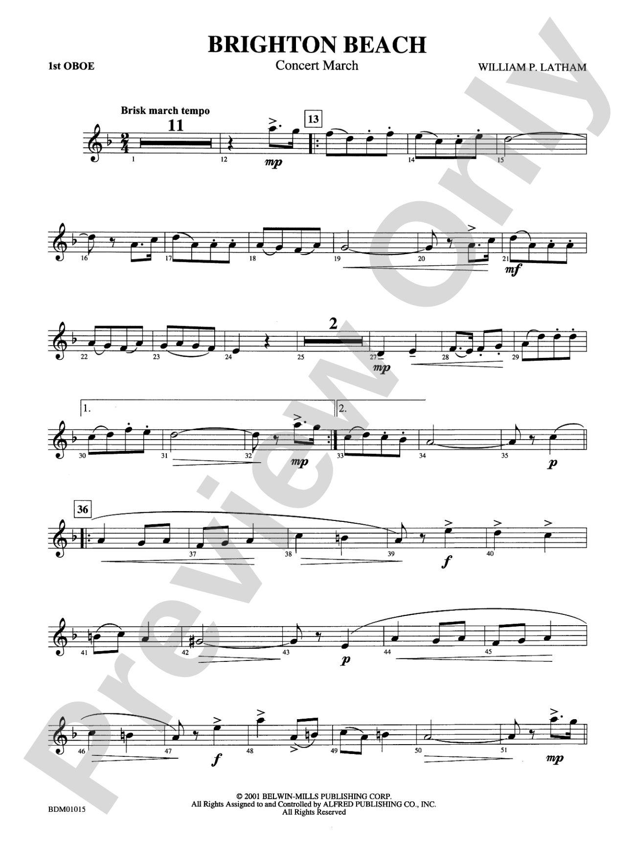 Brighton Beach (Concert March): Oboe