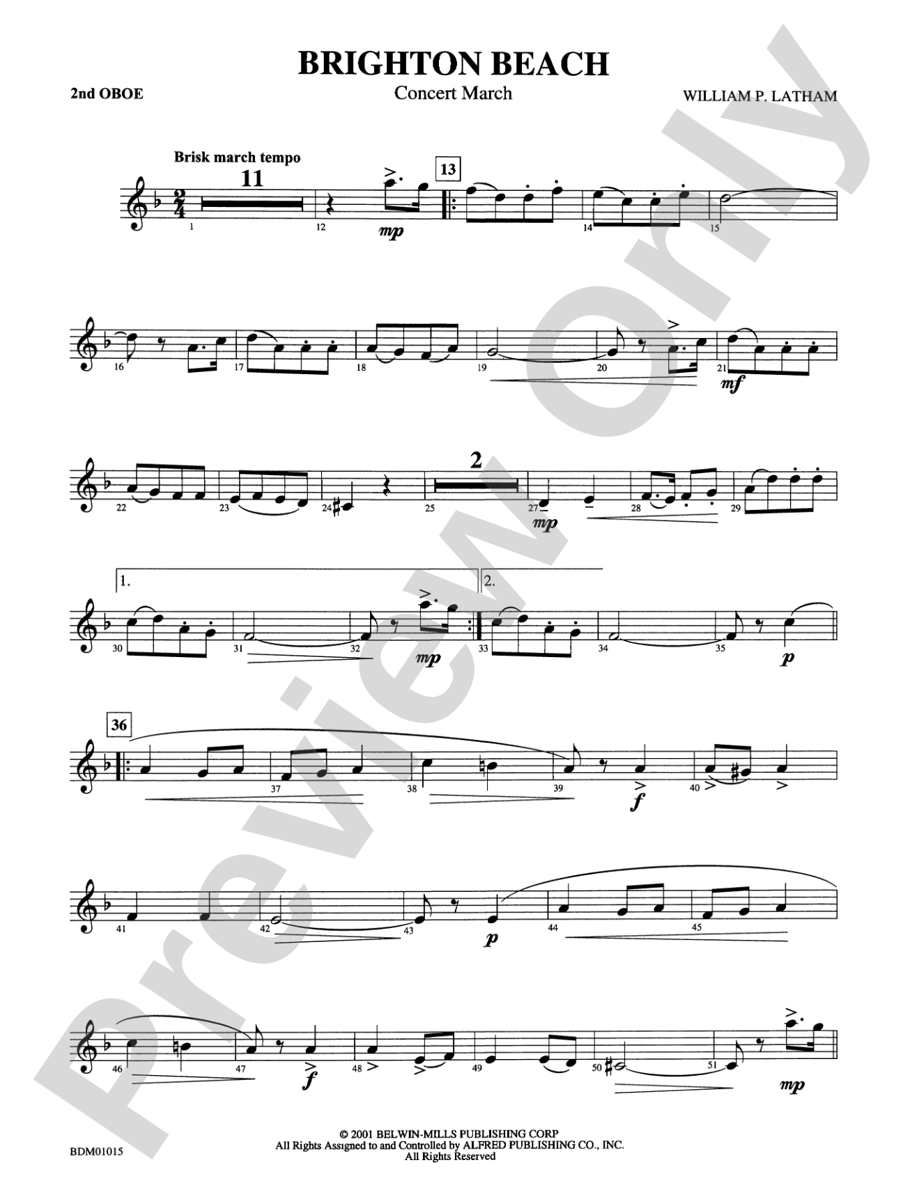 Brighton Beach (Concert March): 2nd Oboe