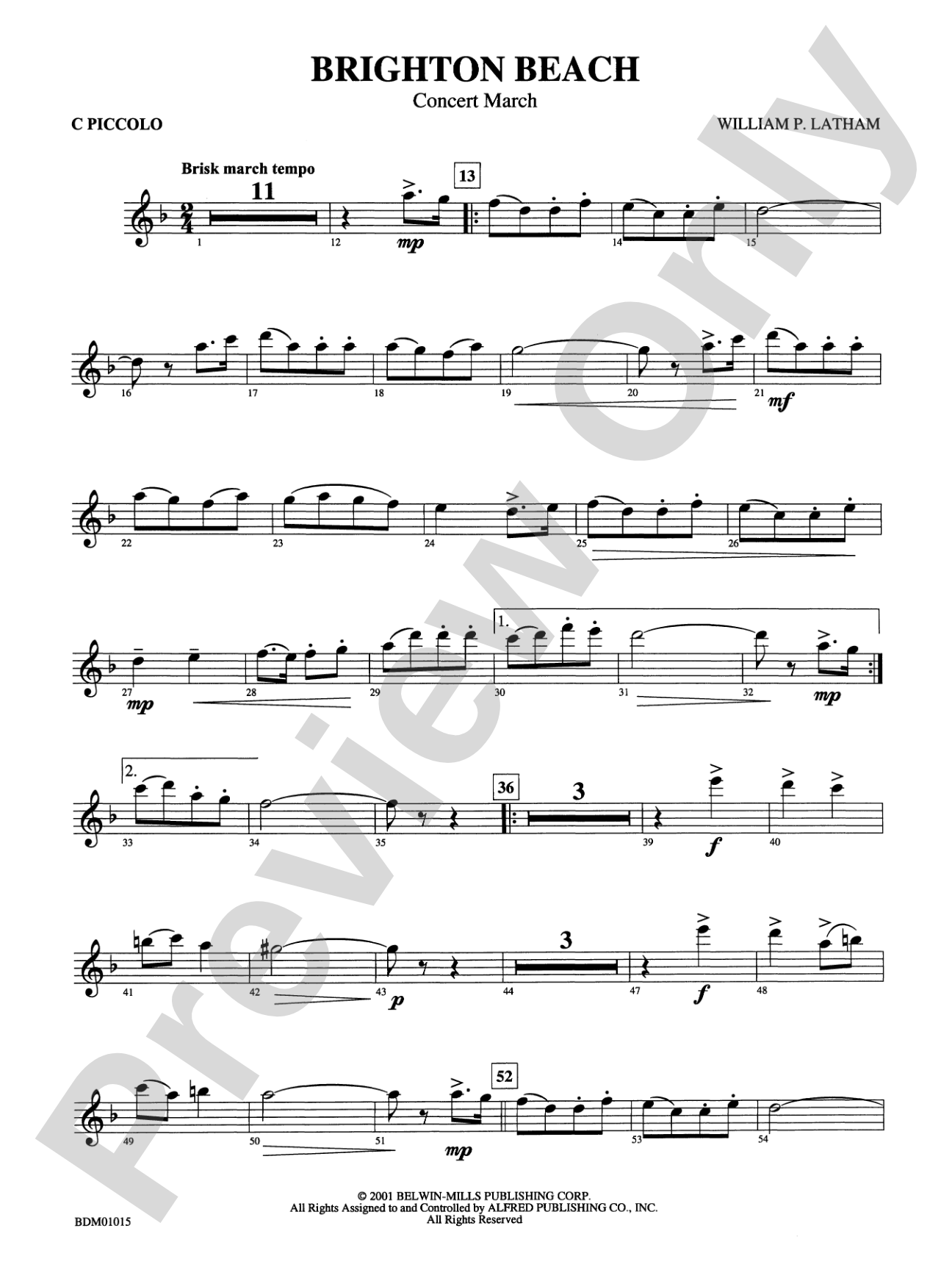 Brighton Beach (Concert March): Piccolo