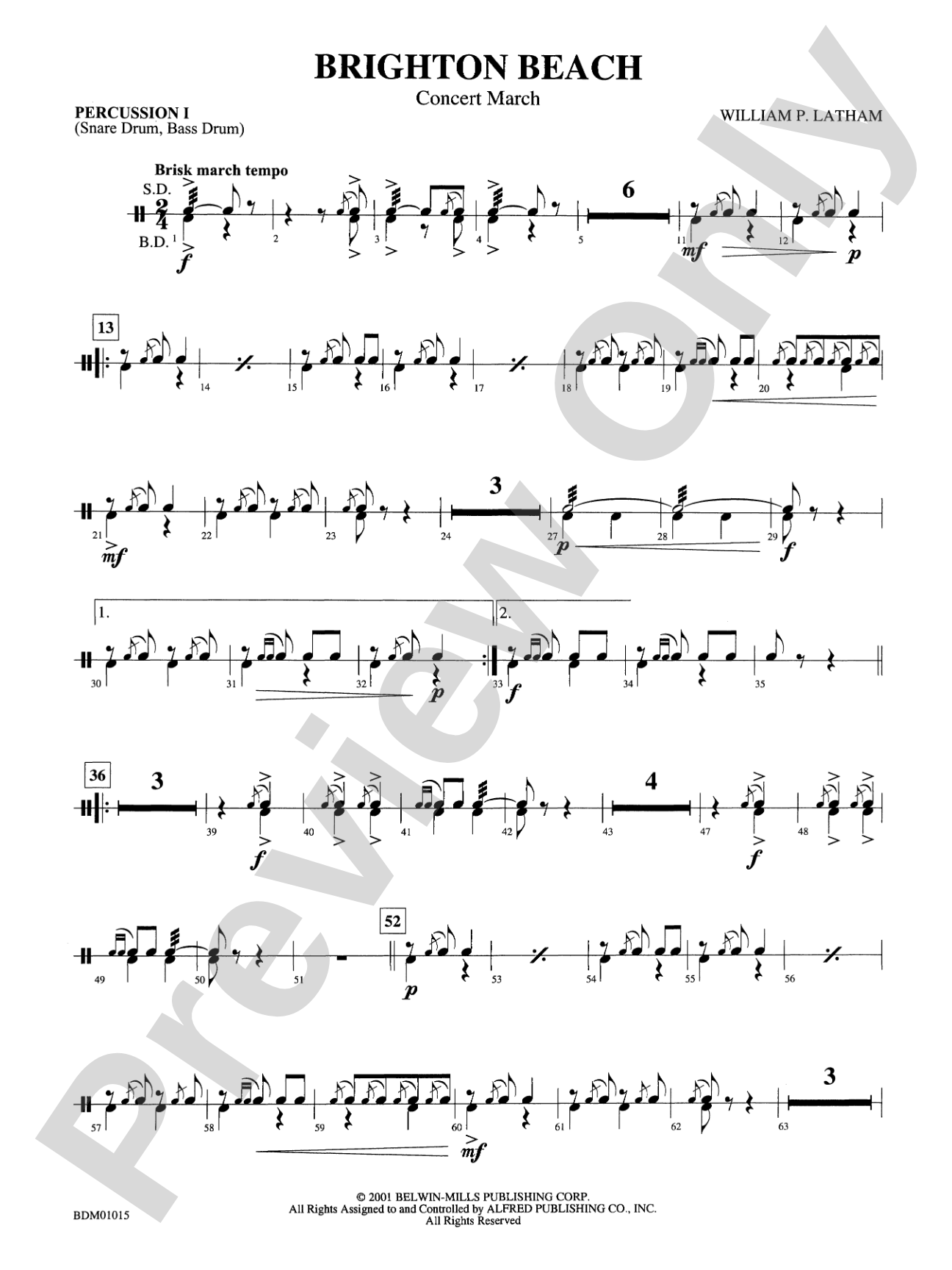 Brighton Beach (Concert March): 1st Percussion