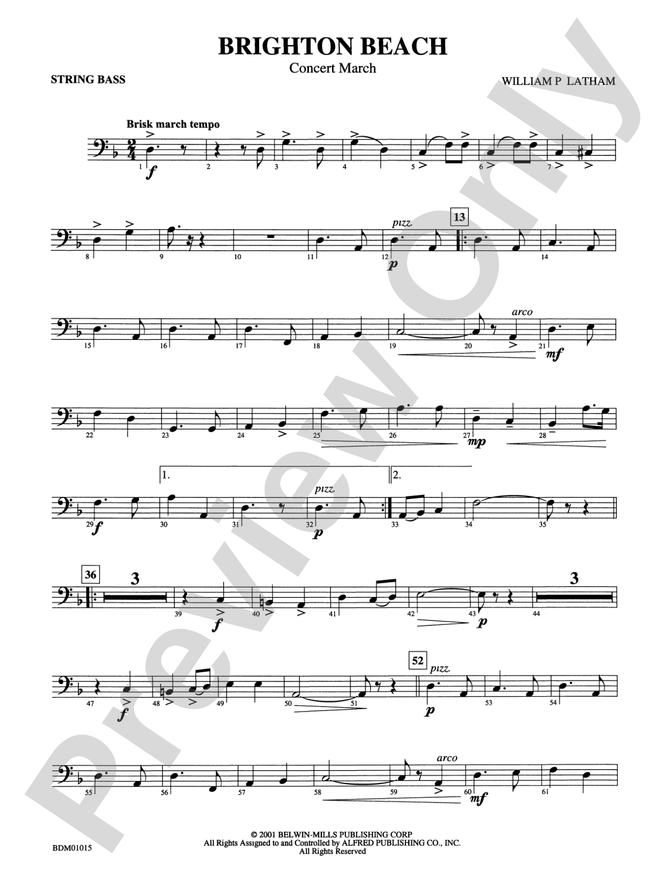 Brighton Beach (Concert March): String Bass