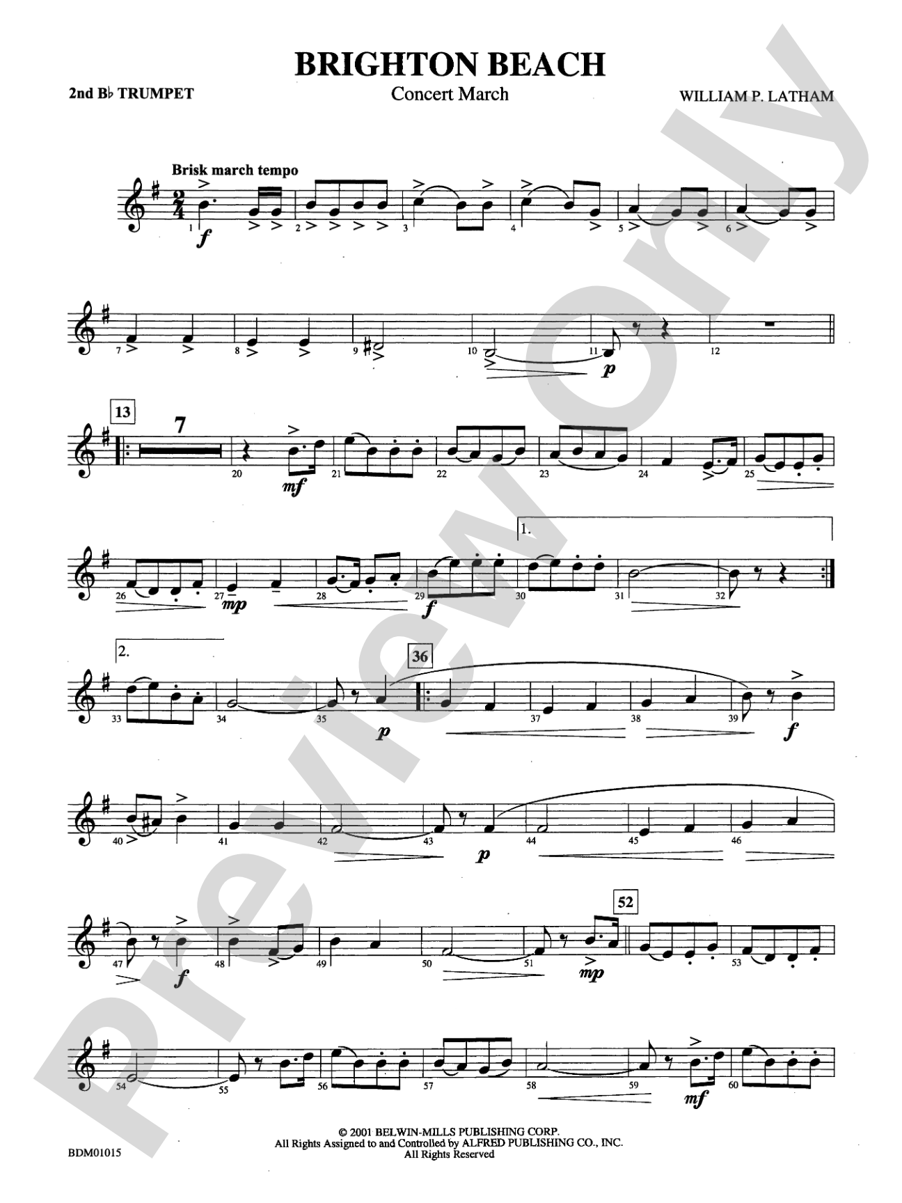 Brighton Beach (Concert March): 2nd B-flat Trumpet