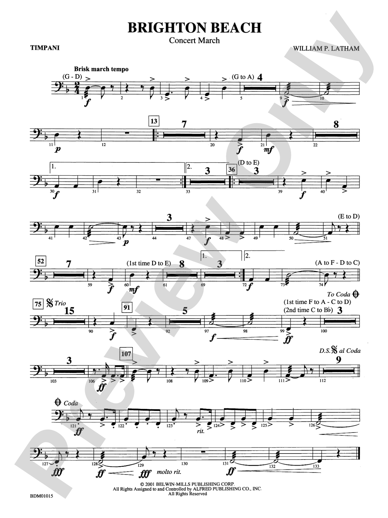 Brighton Beach (Concert March): Timpani