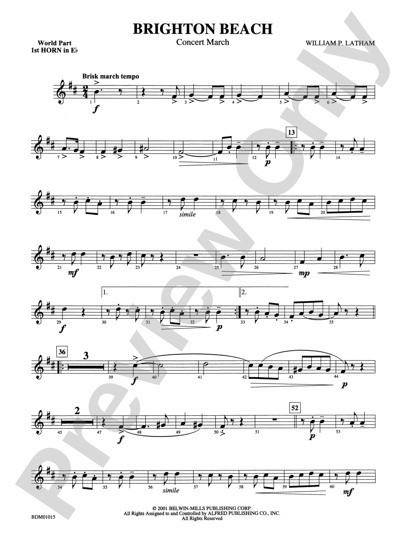 Brighton Beach (Concert March): (wp) 1st Horn in E-flat