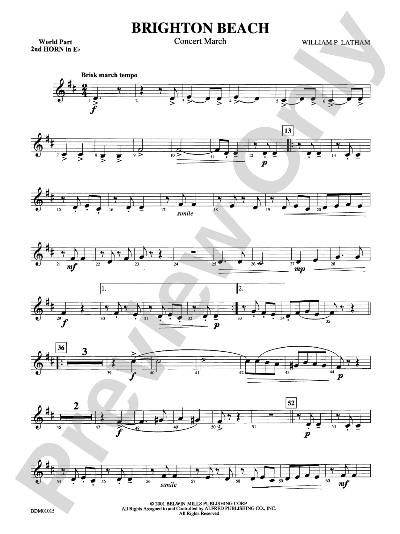 Brighton Beach (Concert March): (wp) 2nd Horn in E-flat