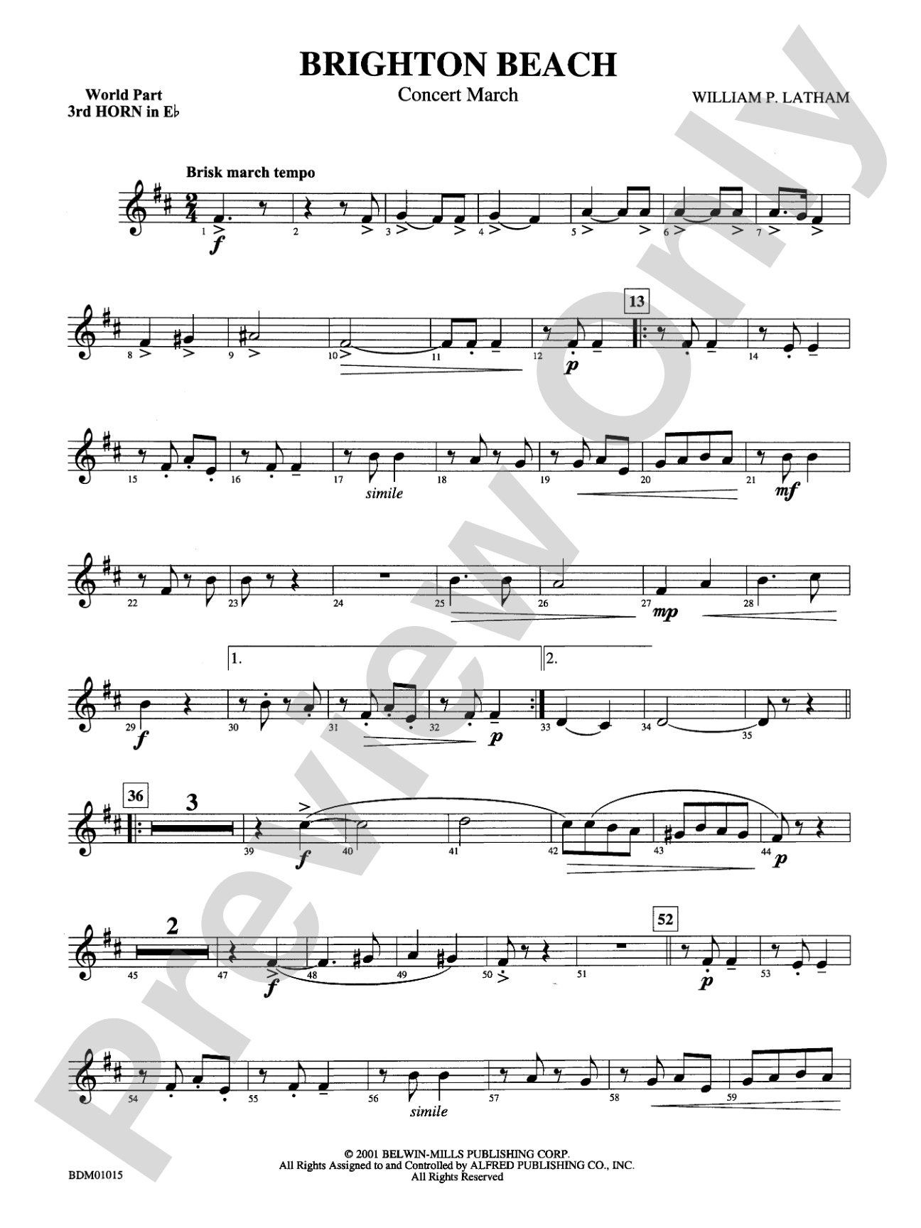 Brighton Beach (Concert March): (wp) 3rd Horn in E-flat