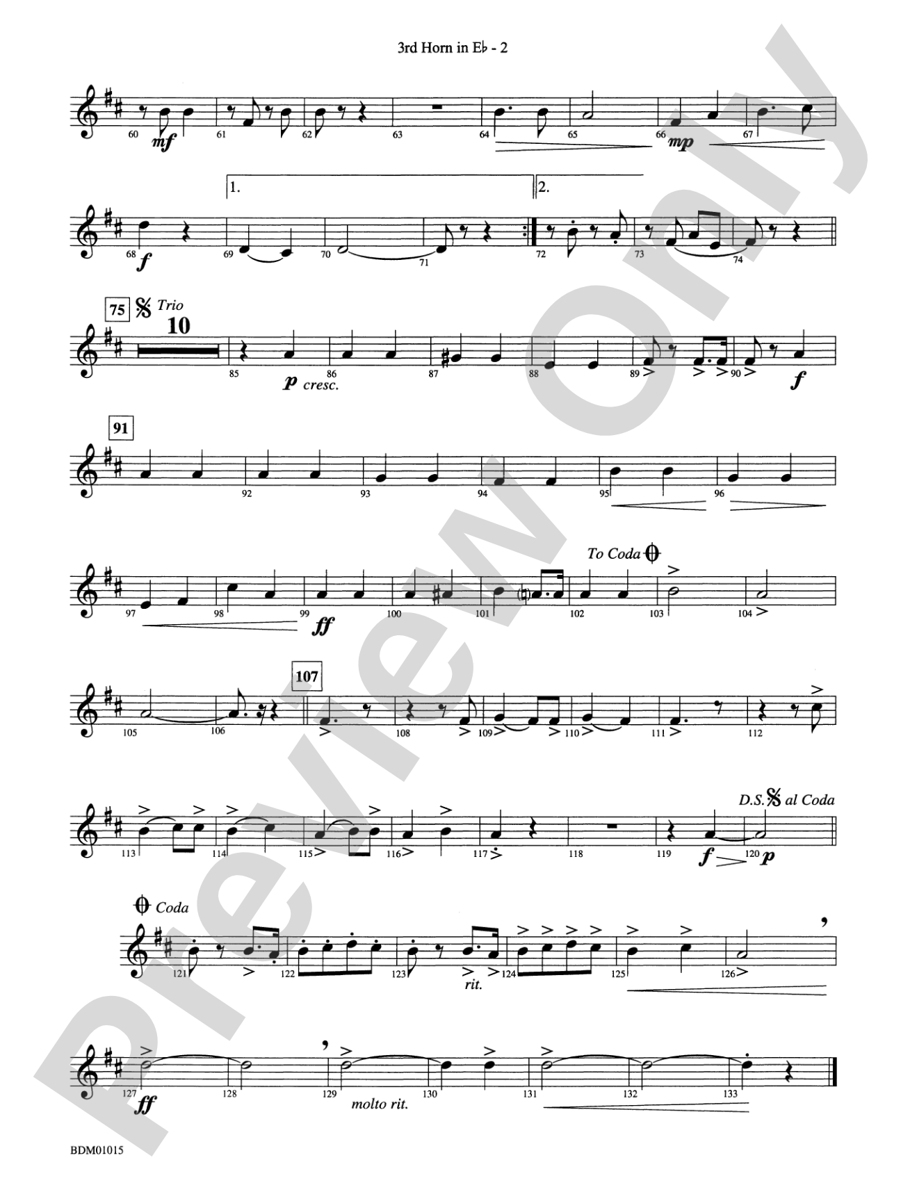 Brighton Beach (Concert March): (wp) 3rd Horn in E-flat