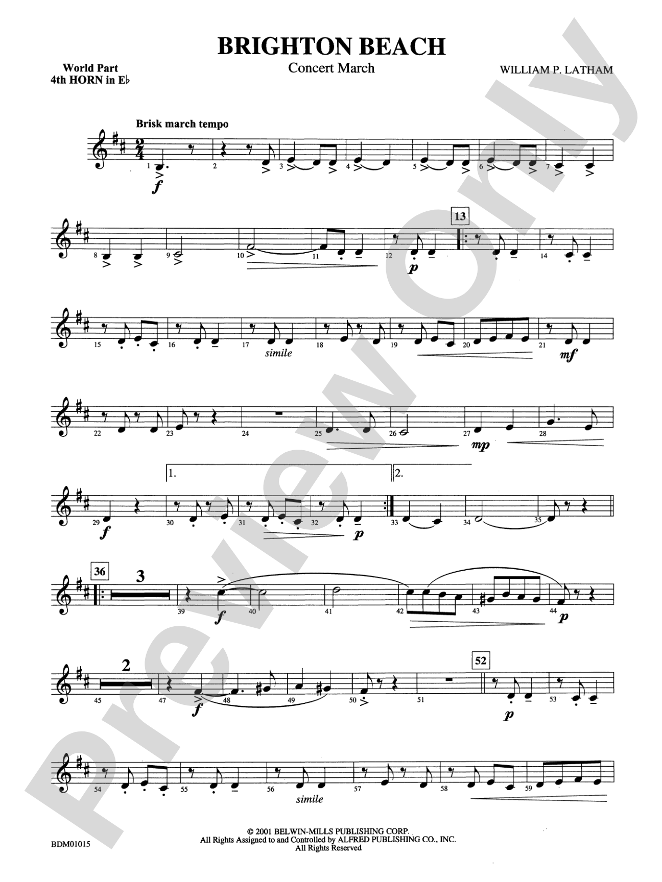 Brighton Beach (Concert March): (wp) 4th Horn in E-flat