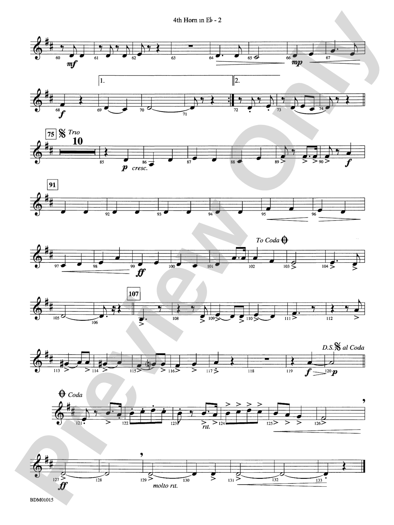 Brighton Beach (Concert March): (wp) 4th Horn in E-flat
