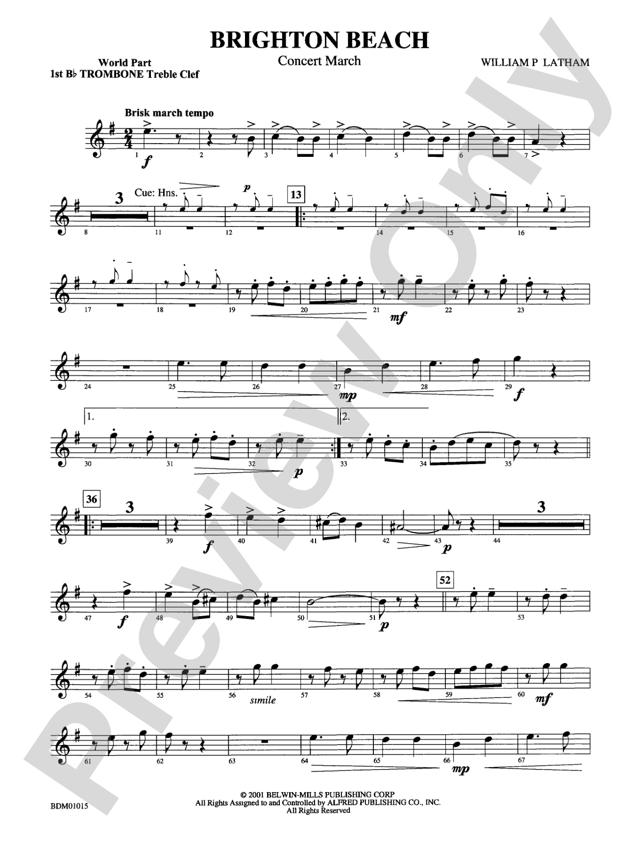 Brighton Beach (Concert March): (wp) 1st B-flat Trombone T.C.