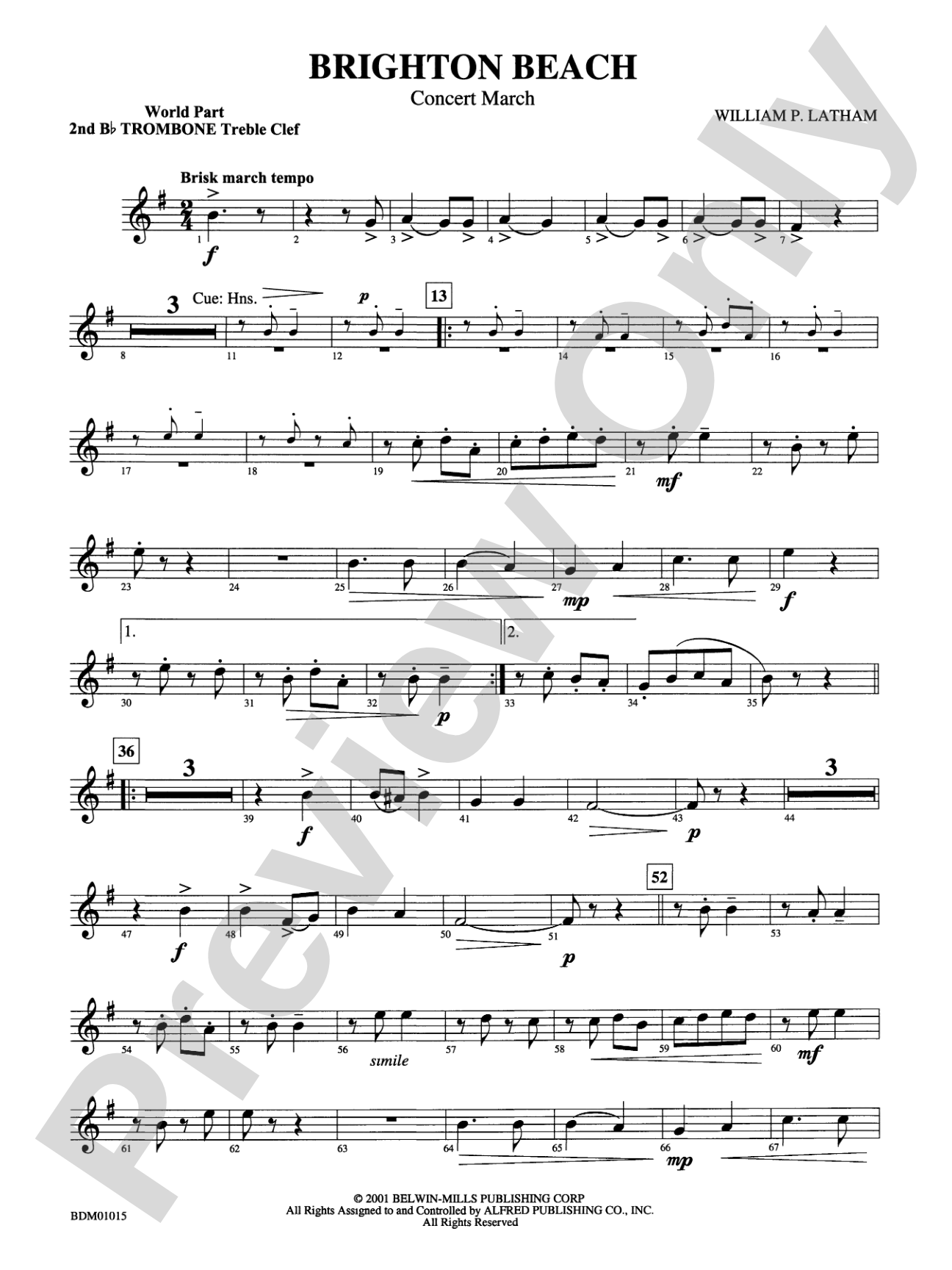 Brighton Beach (Concert March): (wp) 2nd B-flat Trombone T.C.