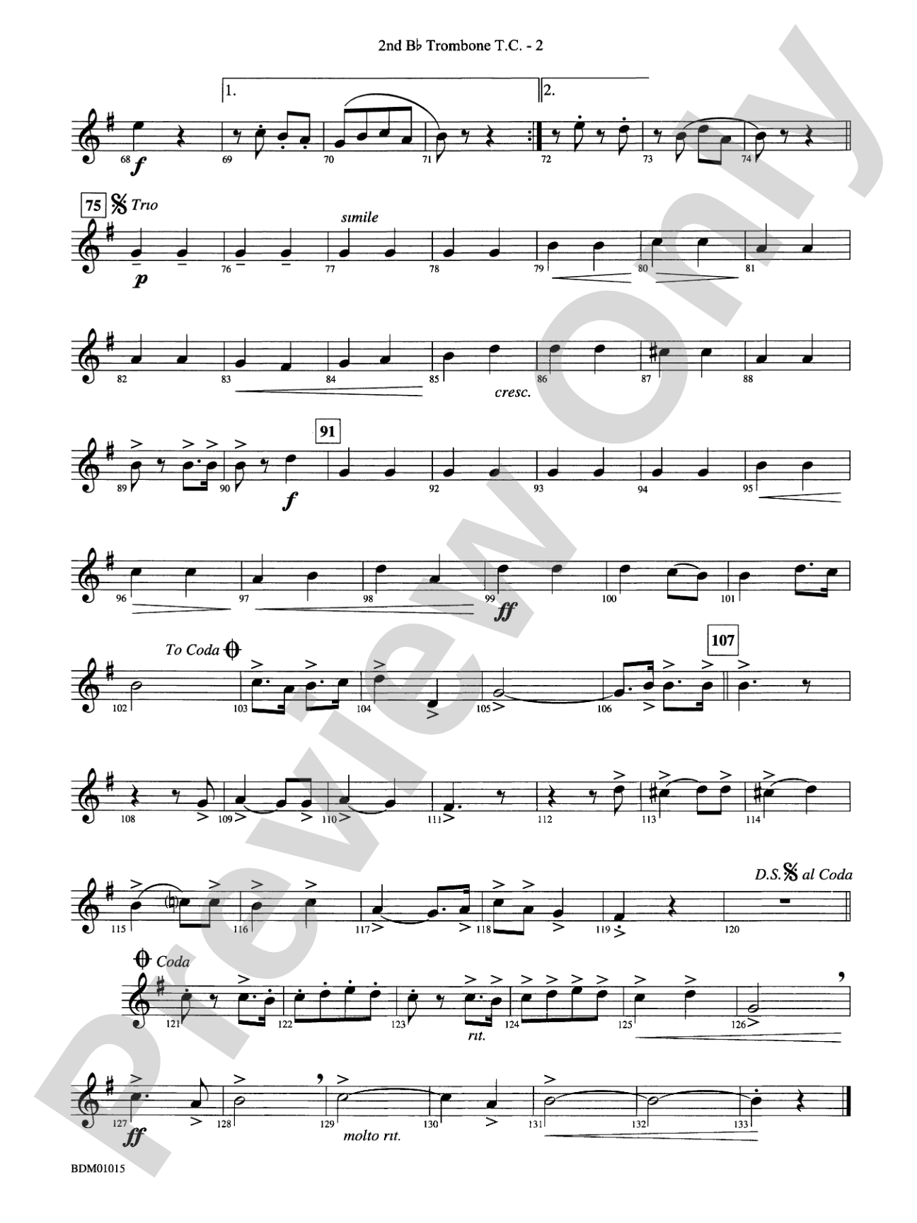 Brighton Beach (Concert March): (wp) 2nd B-flat Trombone T.C.