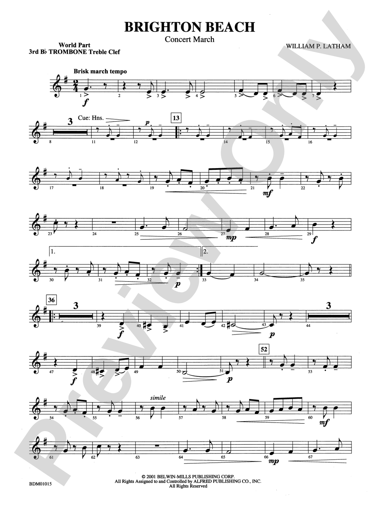 Brighton Beach (Concert March): (wp) 3rd B-flat Trombone T.C.