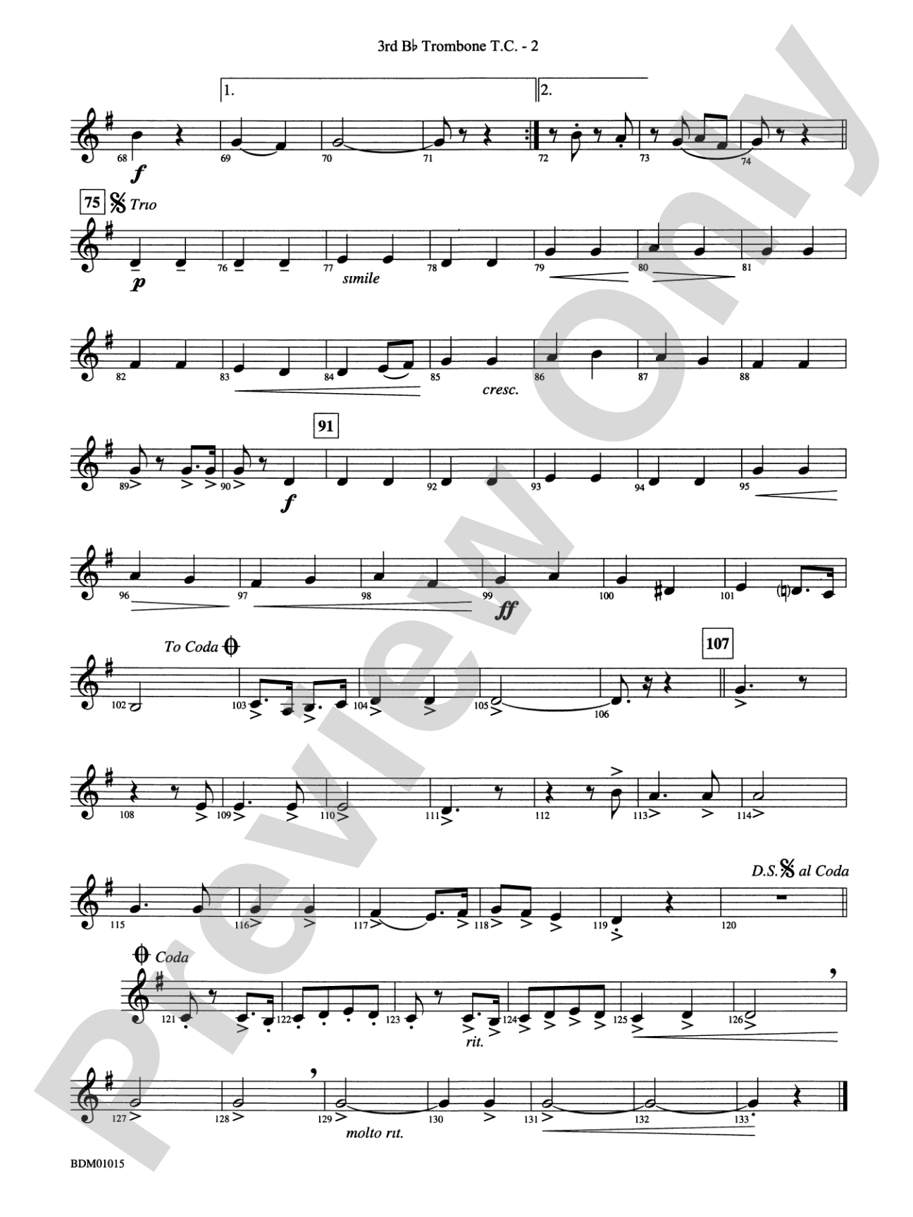 Brighton Beach (Concert March): (wp) 3rd B-flat Trombone T.C.