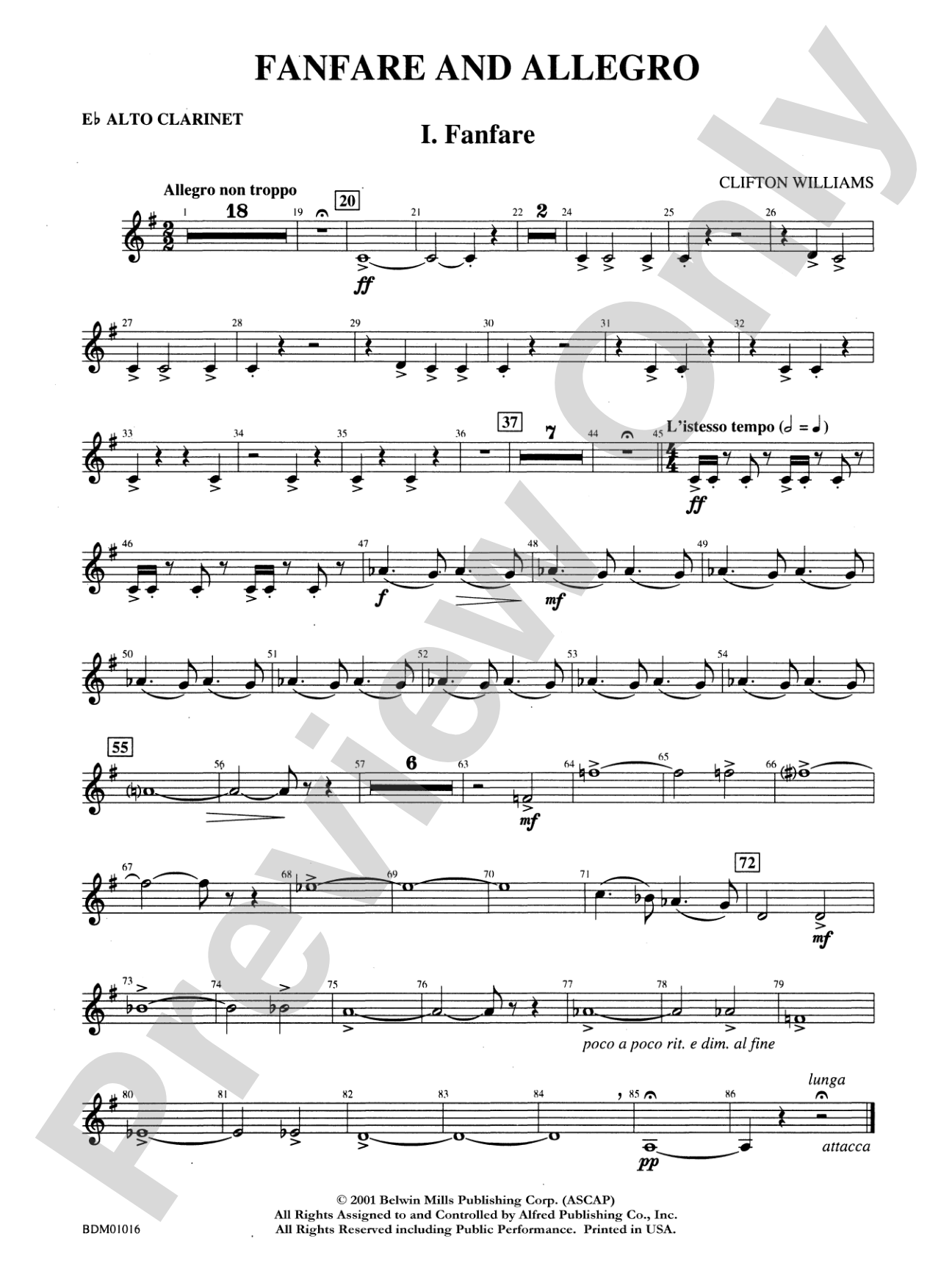 Fanfare and Allegro: E-flat Alto Clarinet