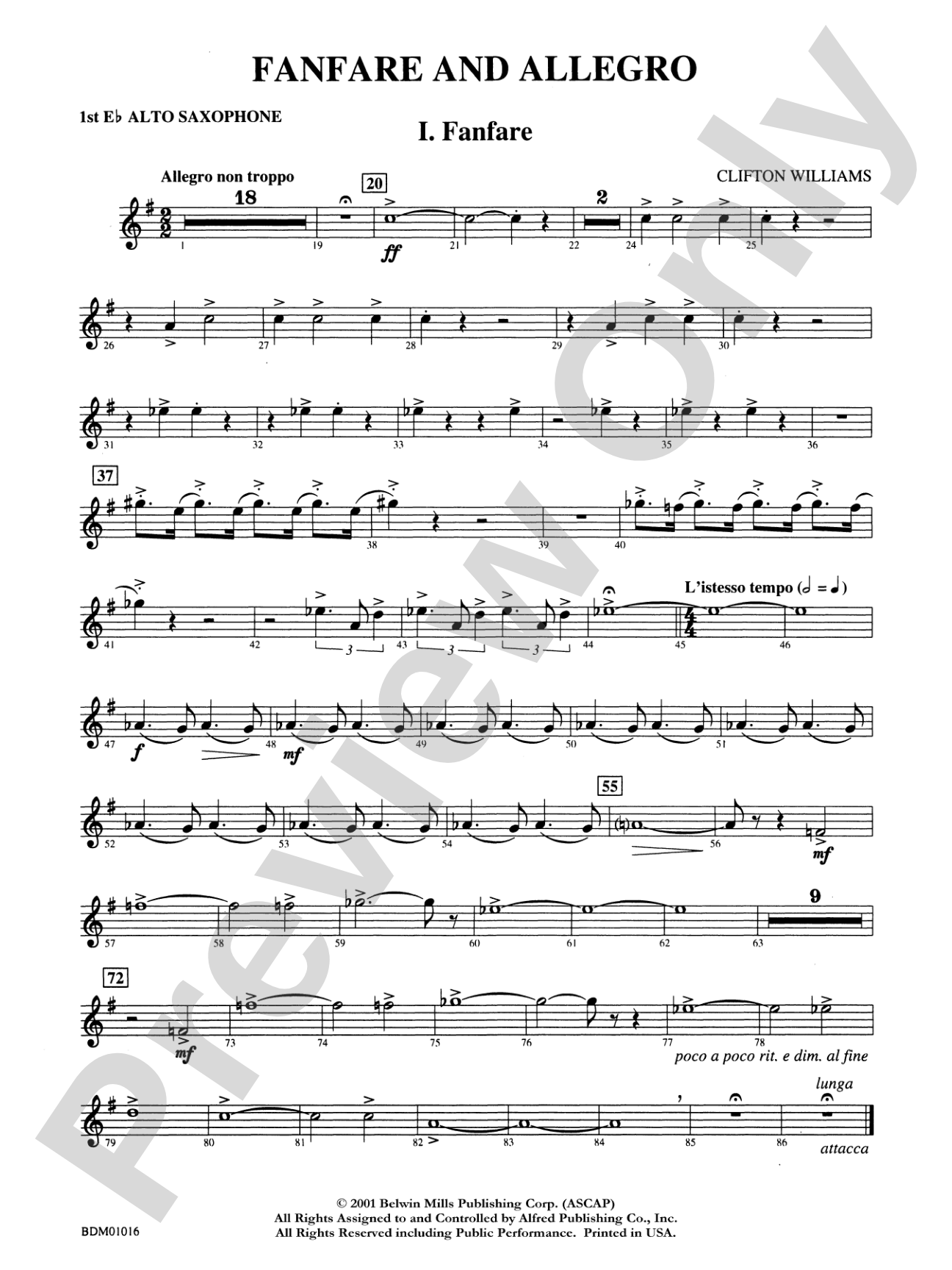 Fanfare and Allegro: E-flat Alto Saxophone