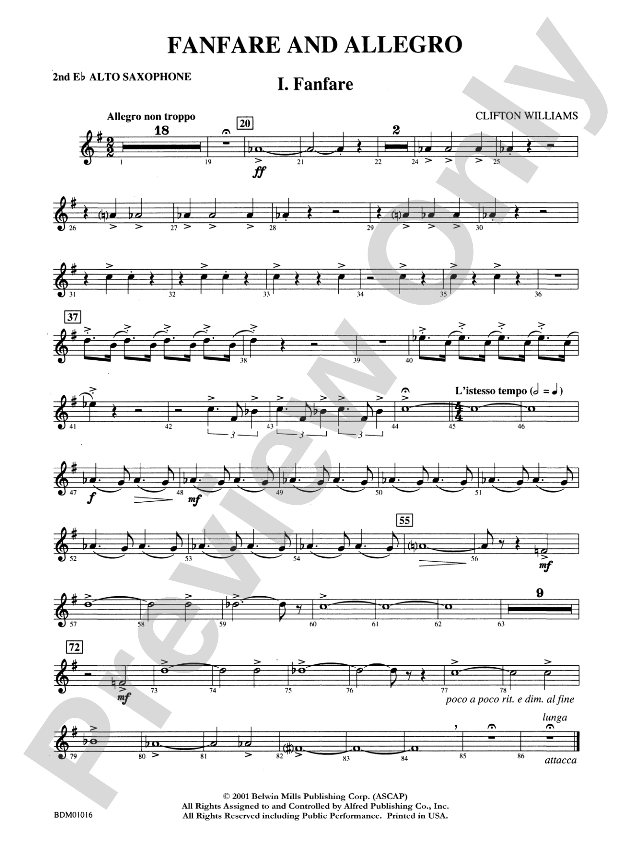 Fanfare and Allegro: 2nd E-flat Alto Saxophone