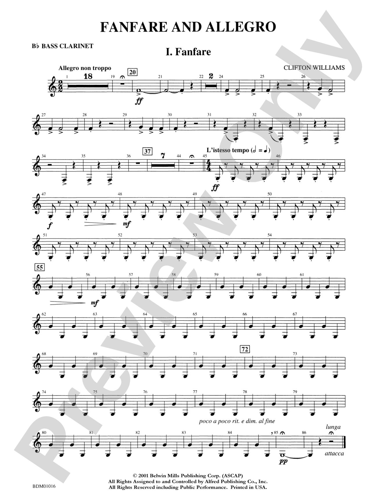 Fanfare and Allegro: B-flat Bass Clarinet