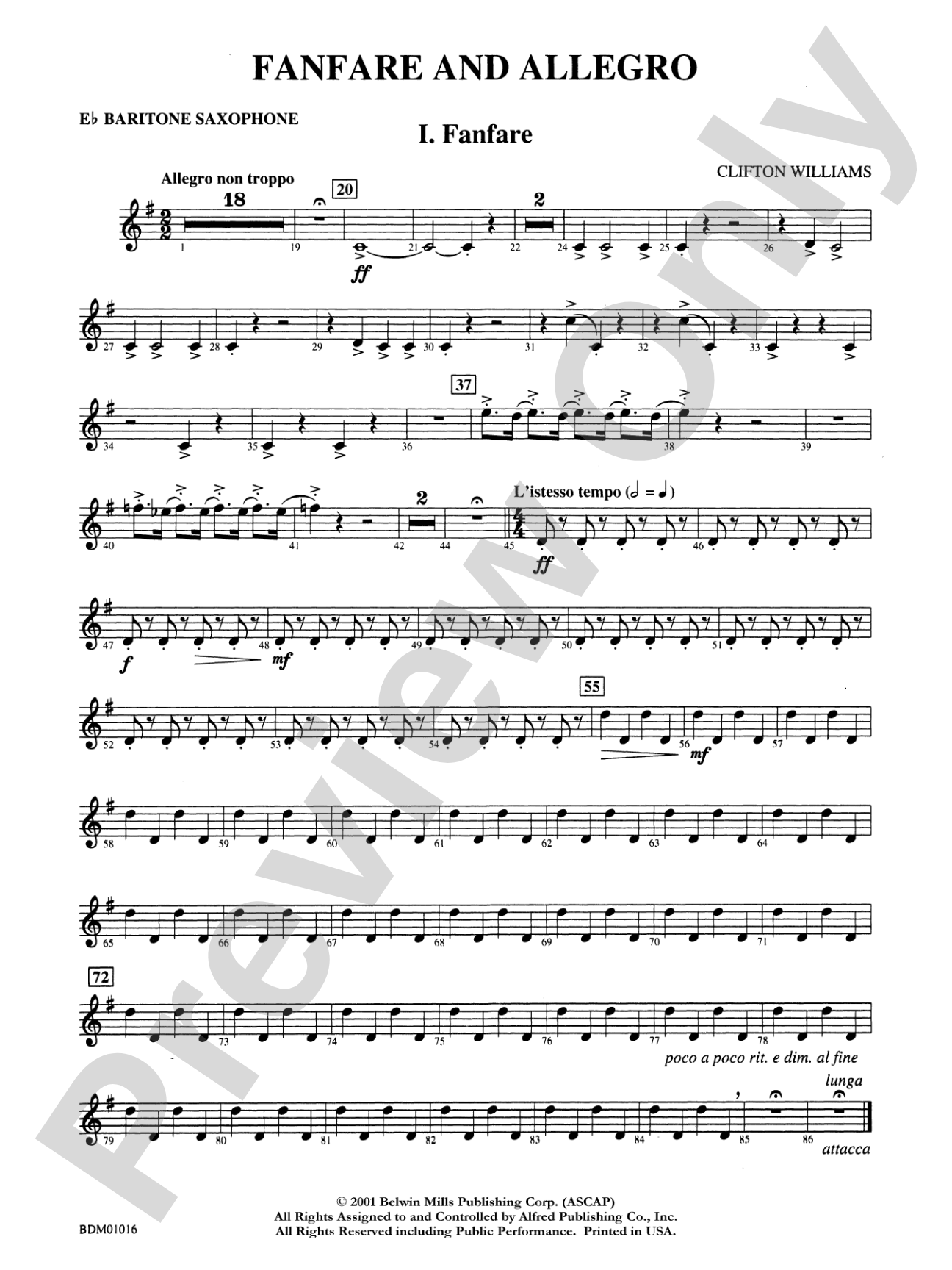 Fanfare and Allegro: E-flat Baritone Saxophone